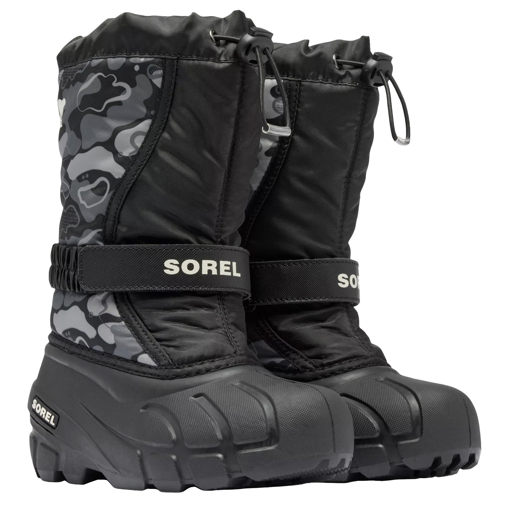 Buty śniegowce dziecięce Sorel Flurry Print Youth Boot - Black/Quarry