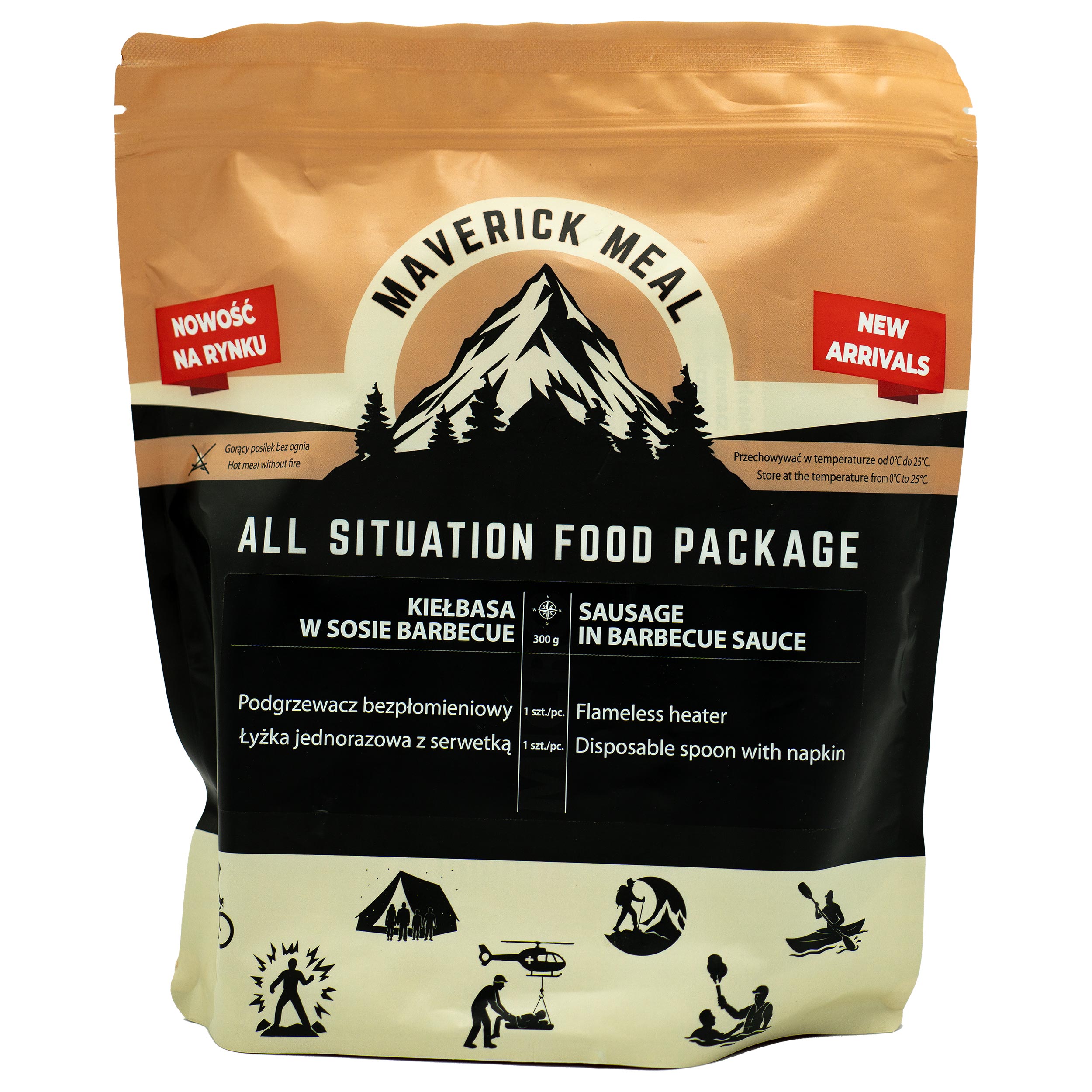 Danie gotowe Maverick Food  Kiełbasa w sosie barbecue 300 g - zestaw Micro z podgrzewaczem
