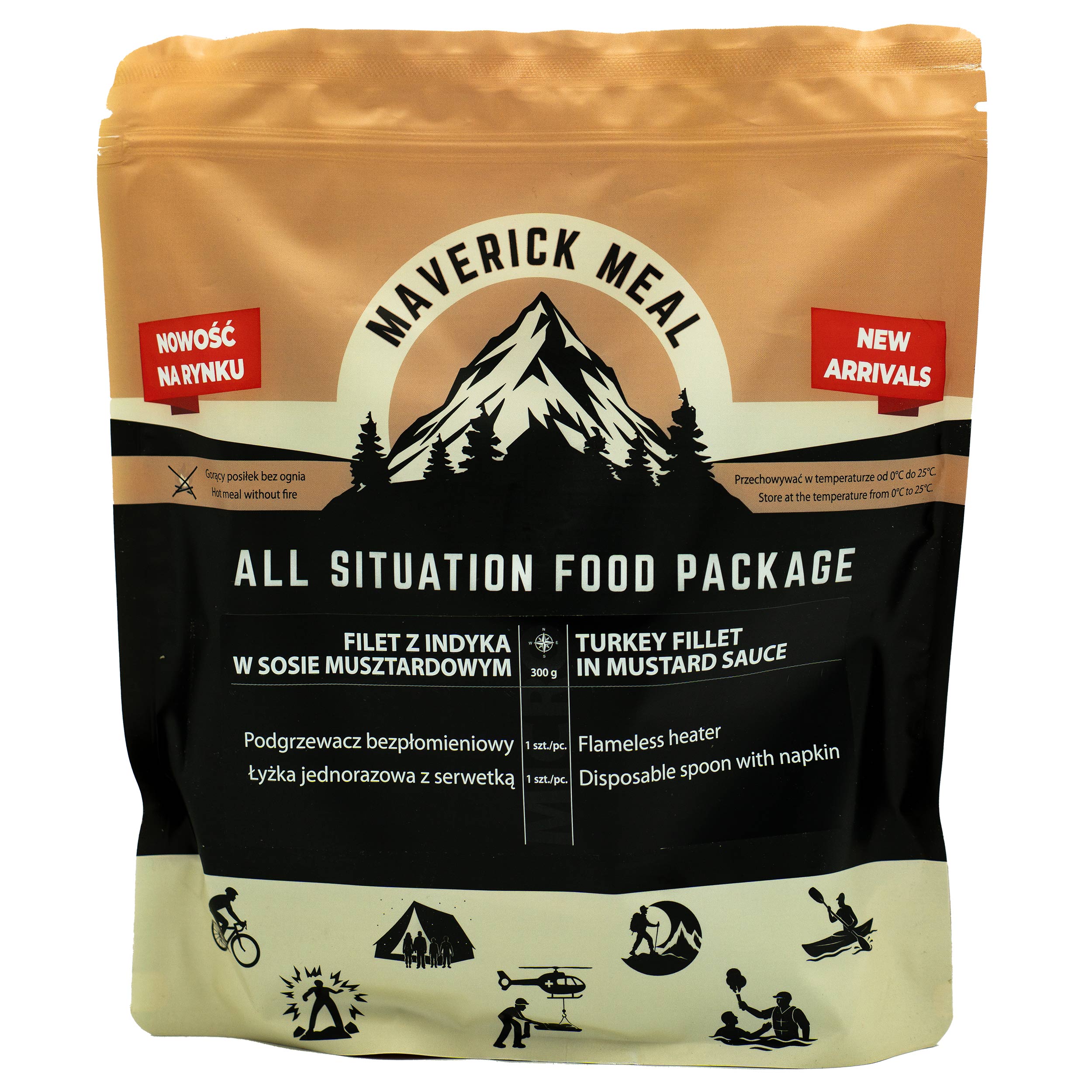 Danie gotowe Maverick Food Indyk w sosie musztardowym 300 g - zestaw Micro z podgrzewaczem