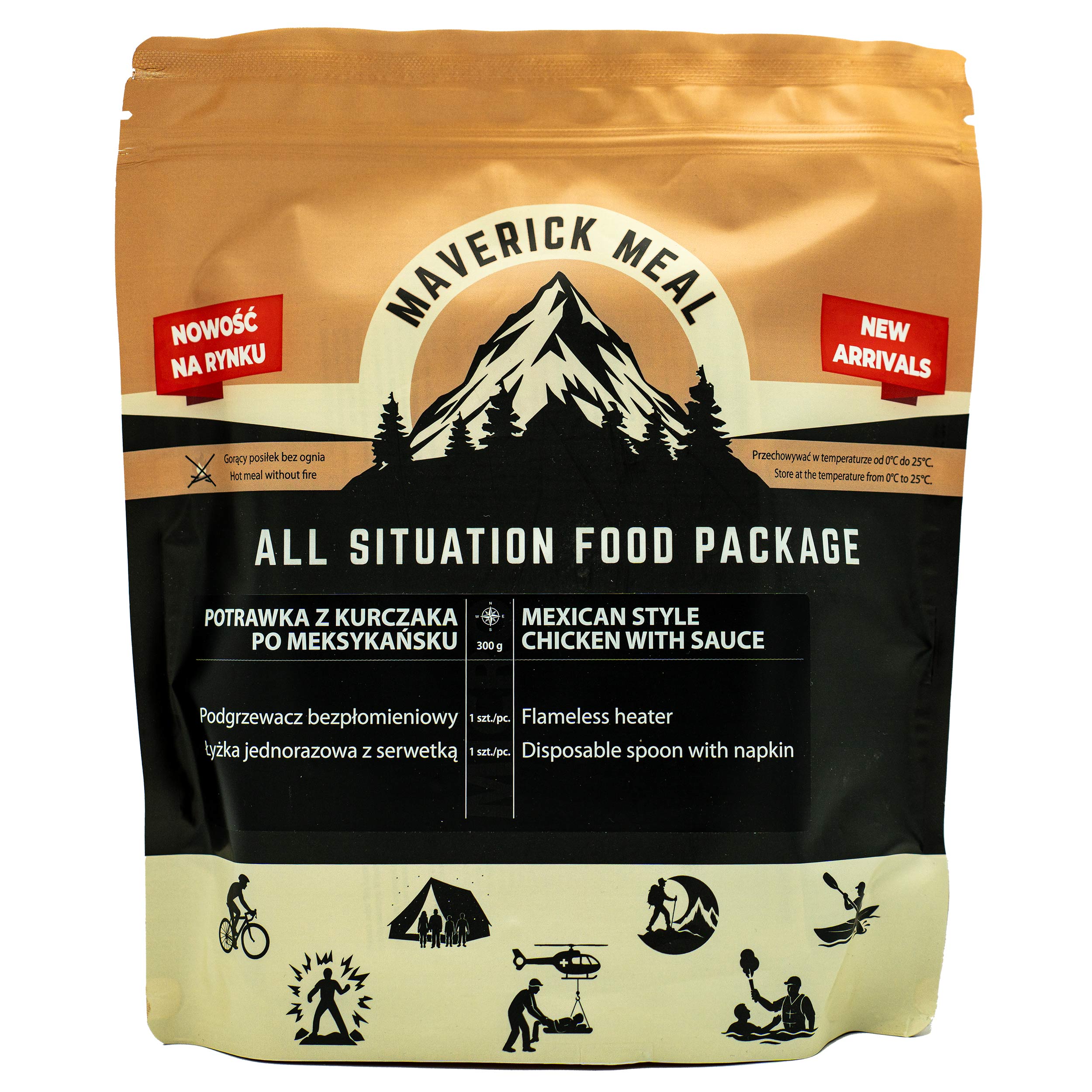Danie gotowe Maverick Food  Potrawka z kurczaka po meksykańsku  300 g - zestaw Micro z podgrzewaczem