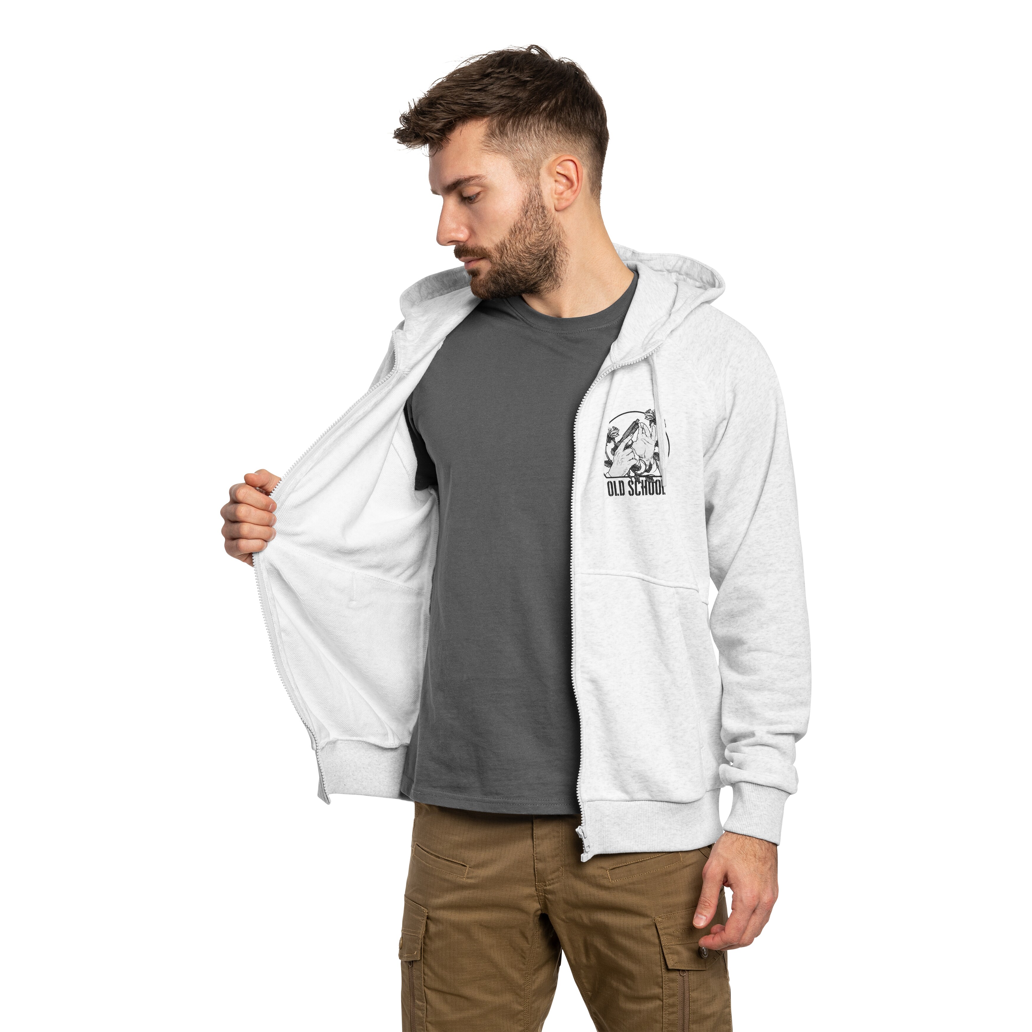 Bluza Helikon Full-Zip Old School - Light Grey Melange