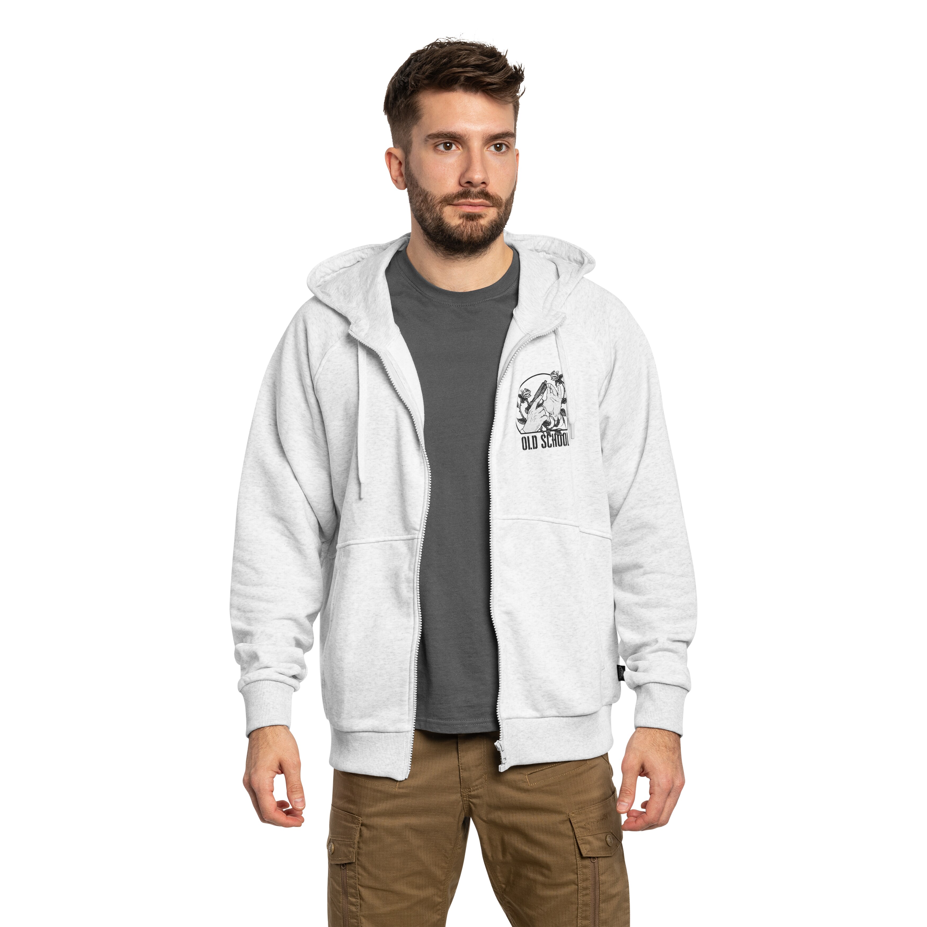 Bluza Helikon Full-Zip Old School - Light Grey Melange