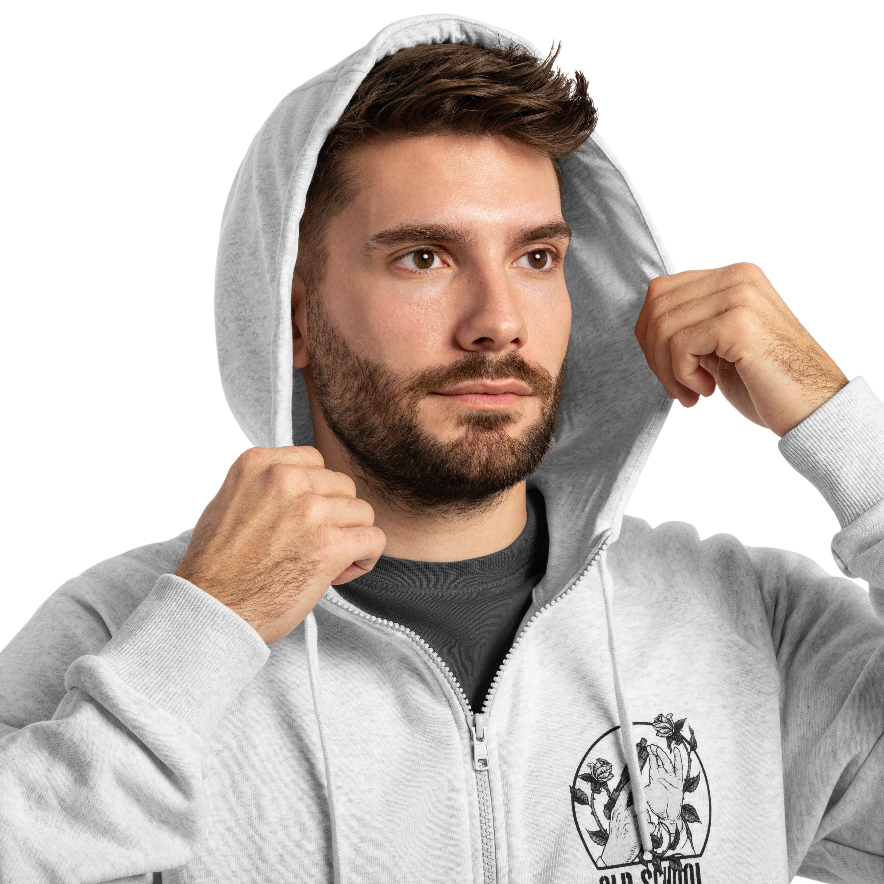 Bluza Helikon Full-Zip Old School - Light Grey Melange