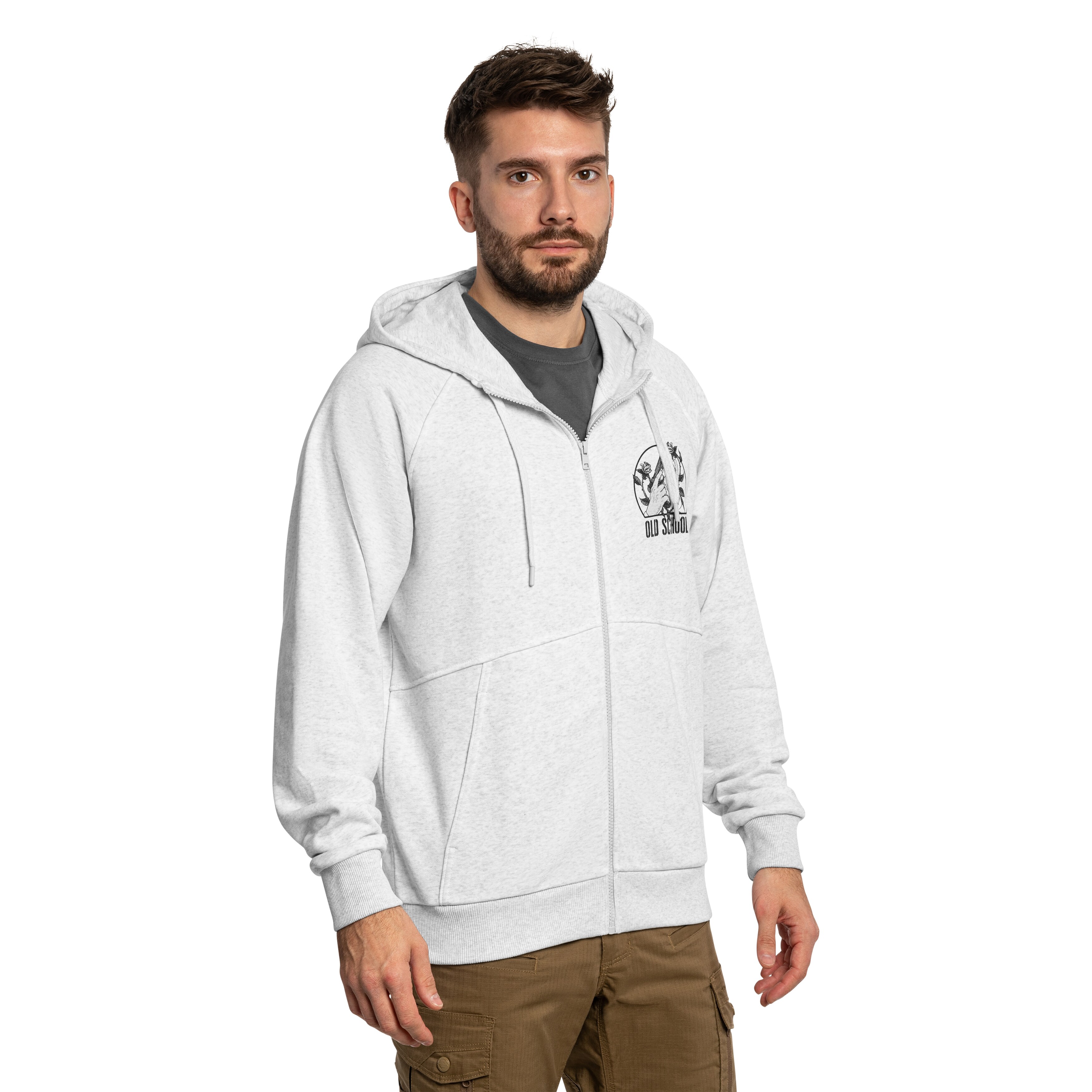 Bluza Helikon Full-Zip Old School - Light Grey Melange