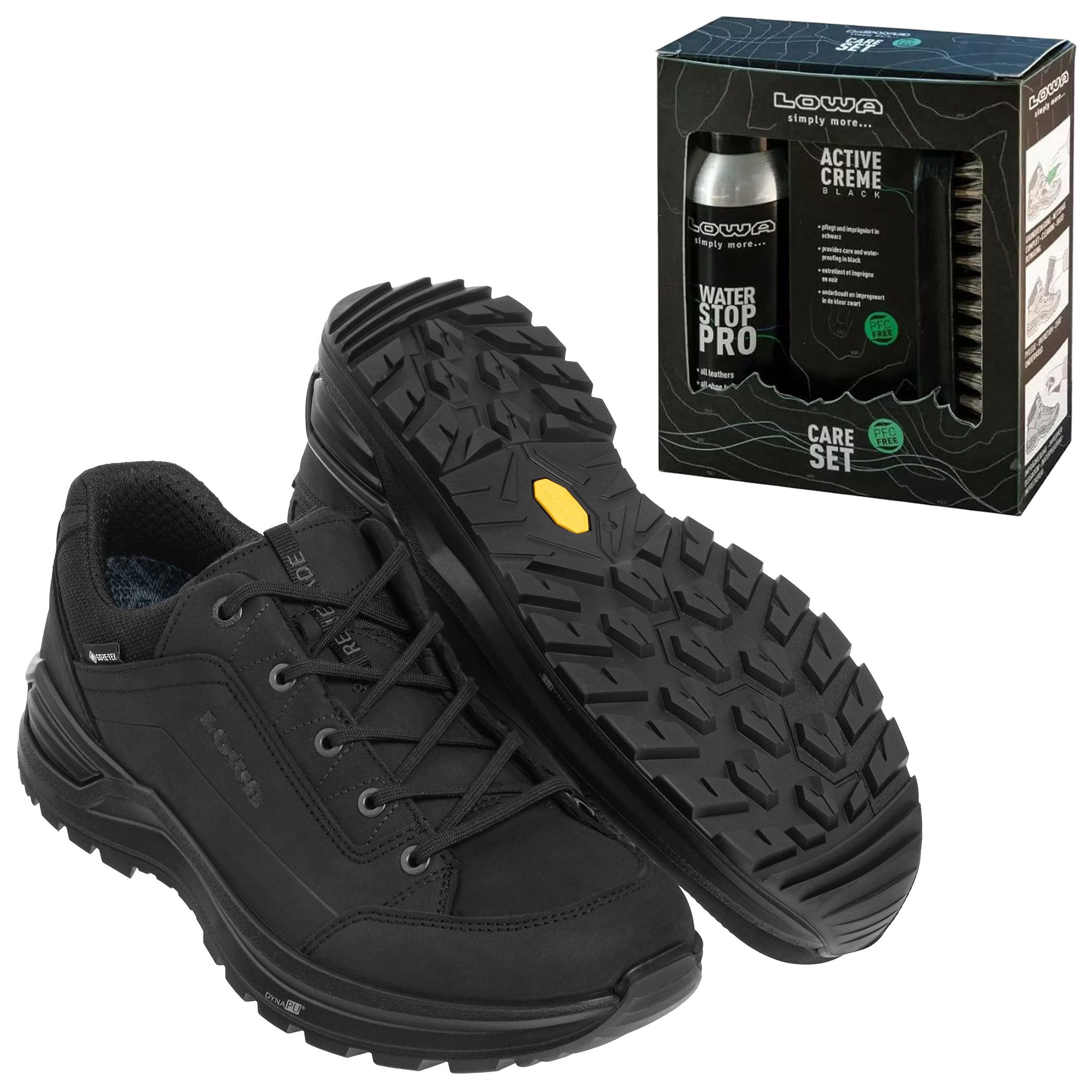 Buty Lowa Renegade EVO GTX LOW Black + Care Set Lowa do czyszczenia obuwia - zestaw