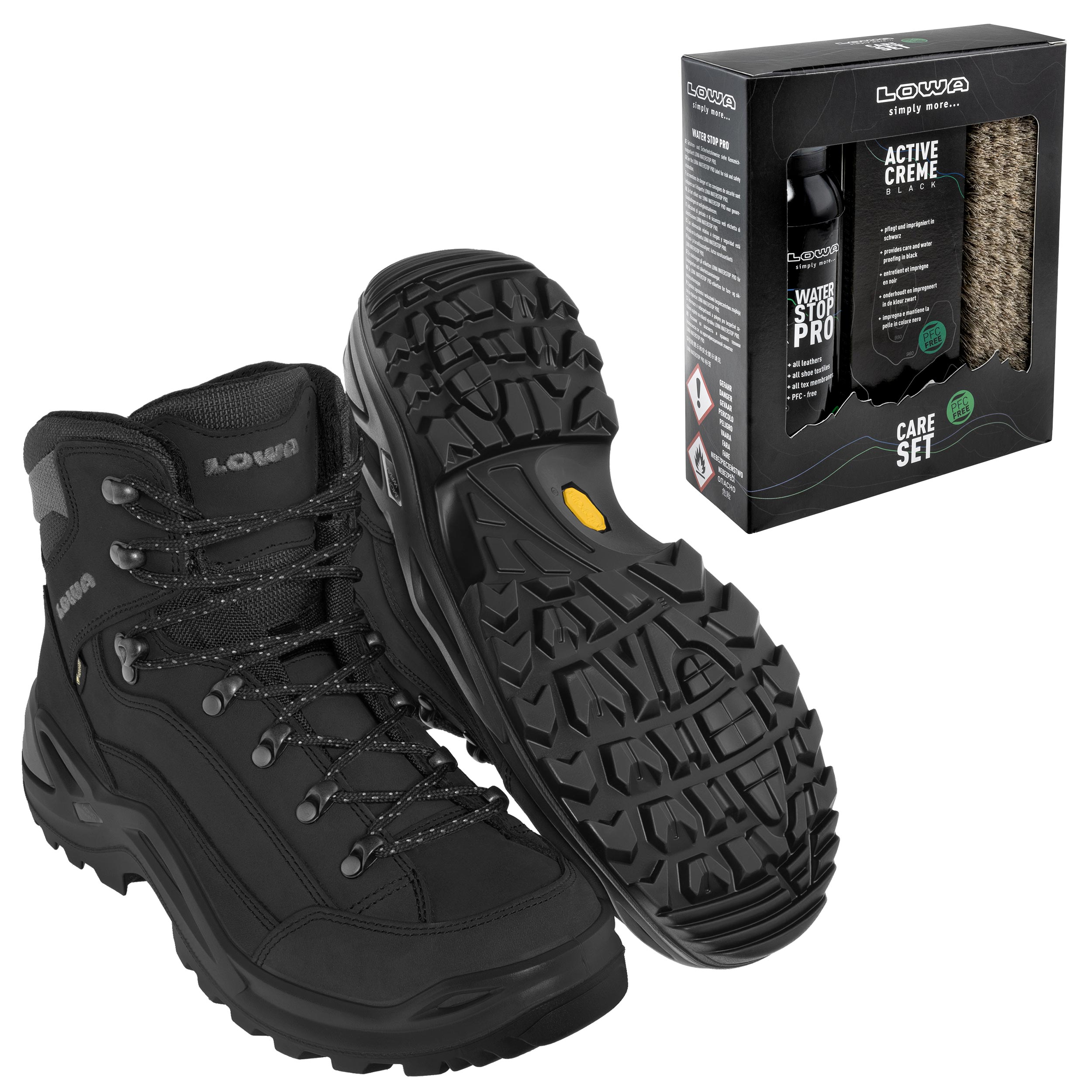Buty Lowa Renegade GTX MID - Jet Black + Care Set Lowa do czyszczenia obuwia - zestaw