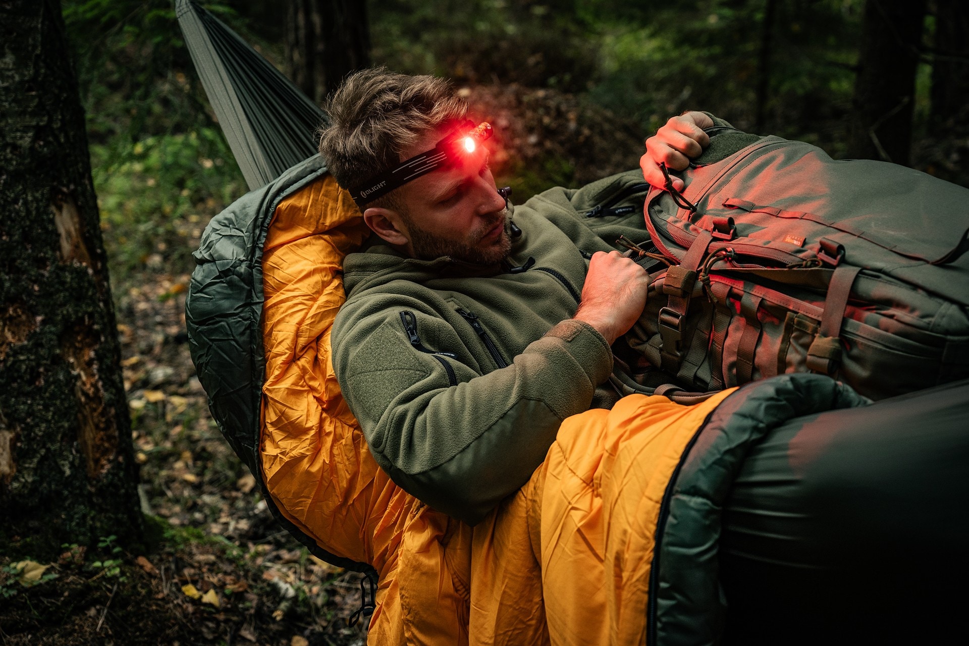 Latarka czołowa i kątowa Olight Perun 3 Mini Cool White Ghost Blaze z opaską - 1250 lumenów