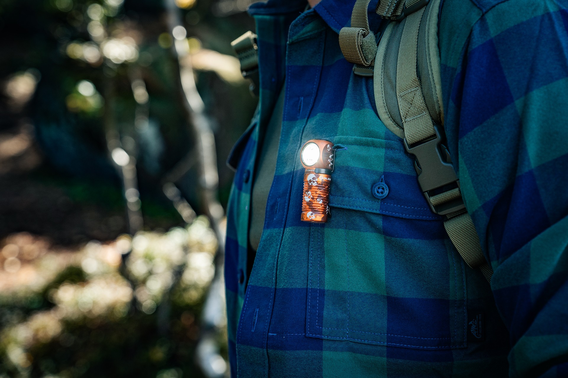 Latarka czołowa i kątowa Olight Perun 3 Mini Cool White Ghost Blaze z opaską - 1250 lumenów