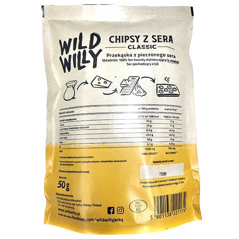 Сирні чипси Wild Willy Classic 50 g - 3 шт.