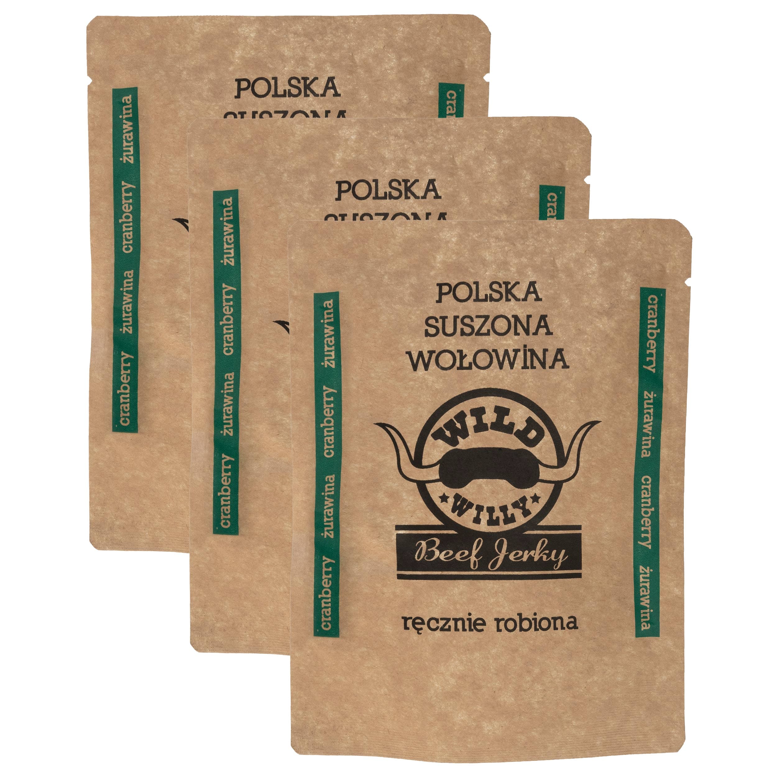 Suszona wołowina Wild Willy Beef Jerky Żurawina 30 g - 3 szt.