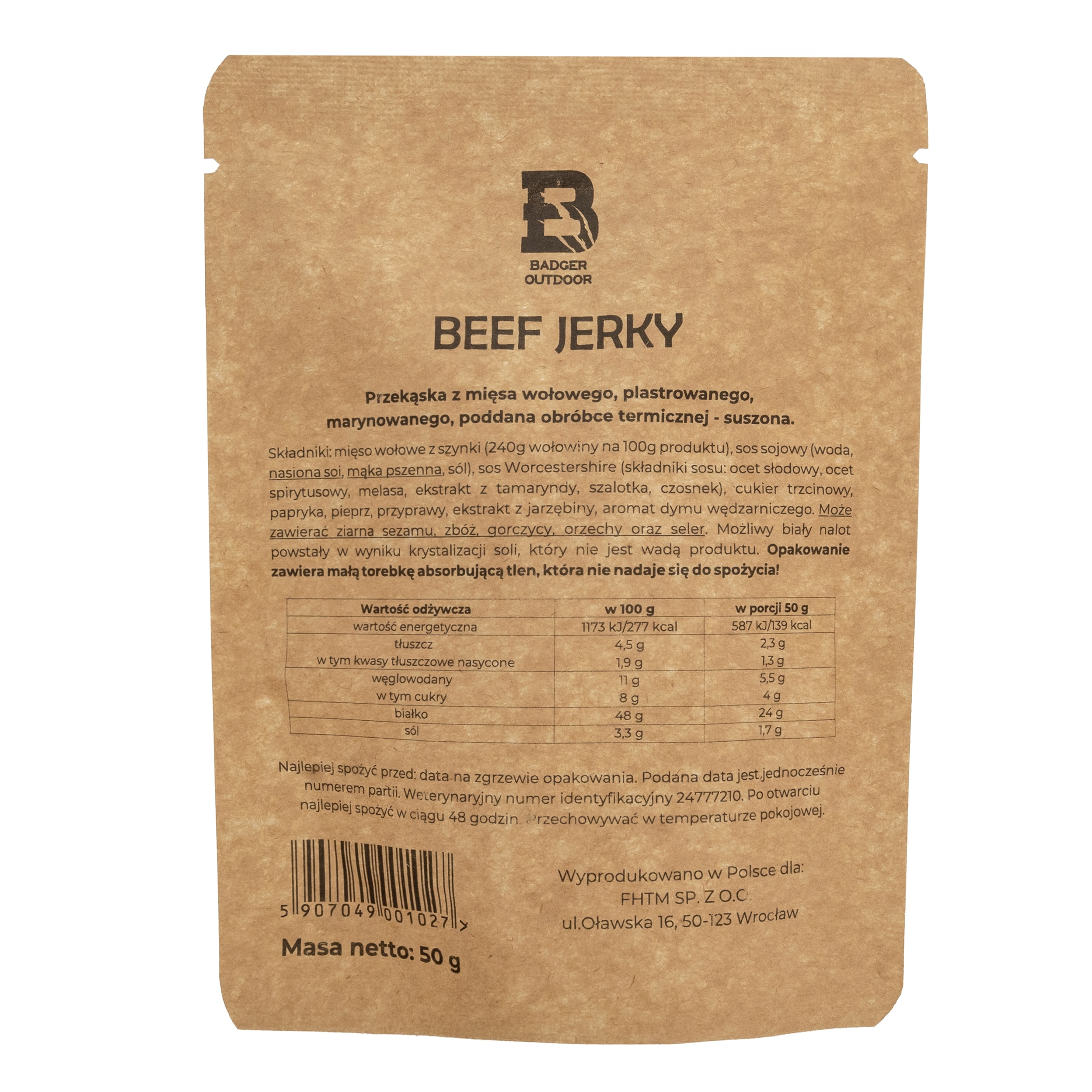 Сушена яловичина Badger Outdoor Beef Jerky Smoky Hot 50 г - 2 шт.