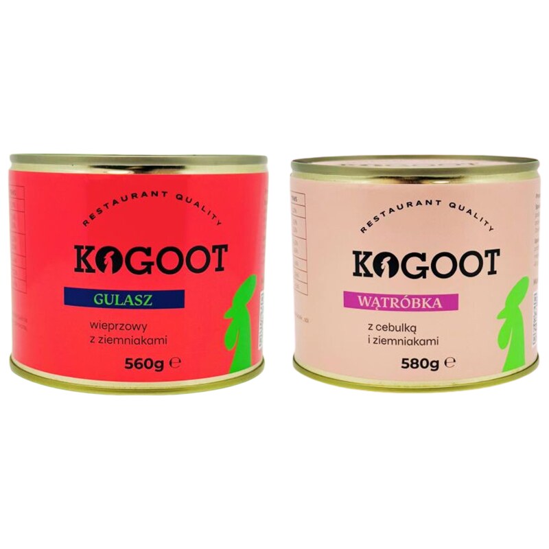 Żywność konserwowana Kogoot - Gulasz 560 g, Wątróbka 580 g