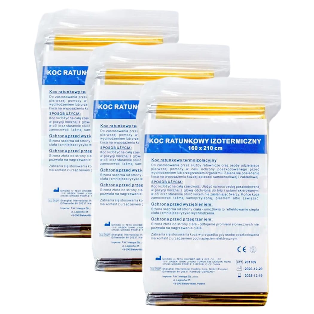 Koc termiczny - folia NRC IEI Gold/Silver 160 x 210 cm - 3 szt.