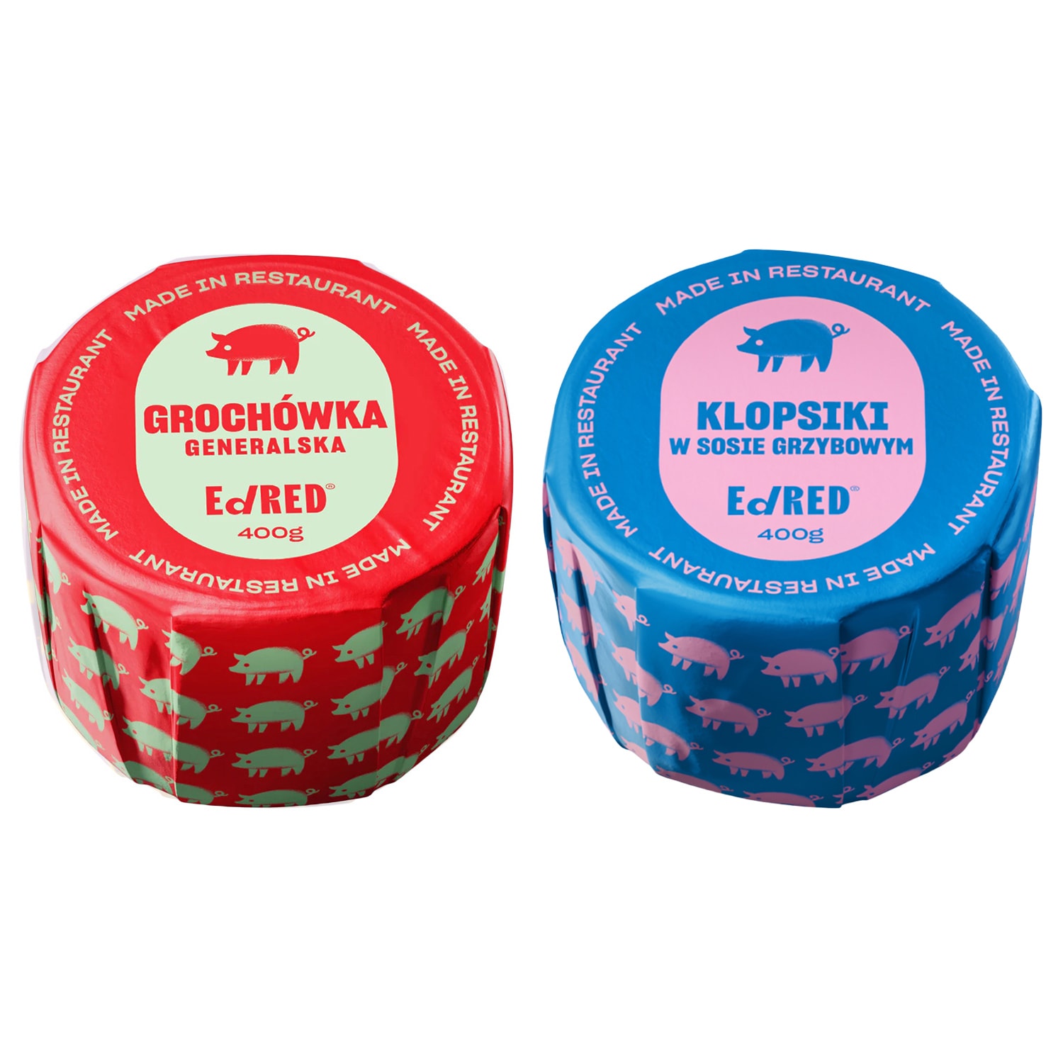 Żywność konserwowana Ed Red - Grochówka 400 g, Klopsiki w sosie grzybowym 400 g