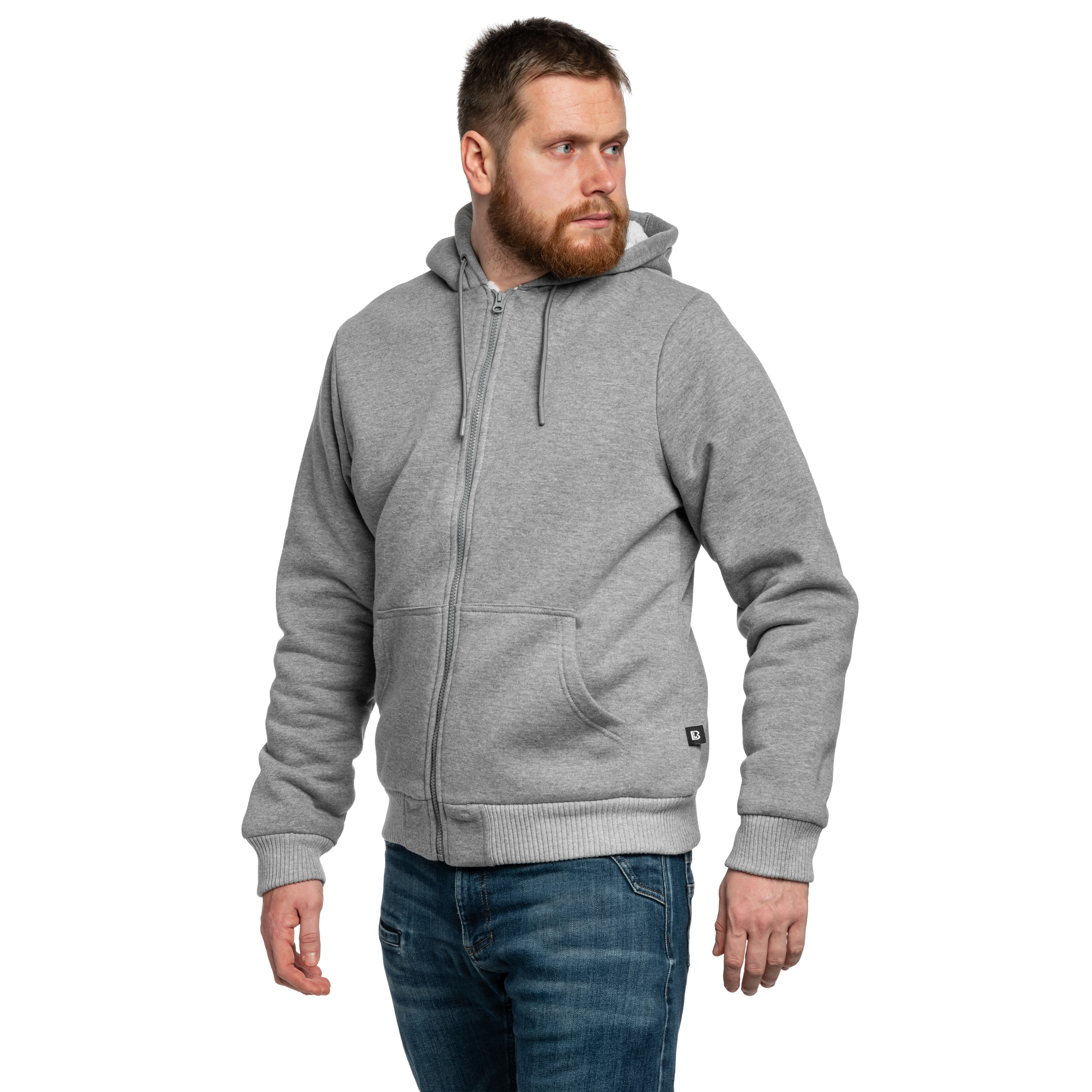 Кофта Brandit Sweatjacket Teddylining - Dark Grey Melange