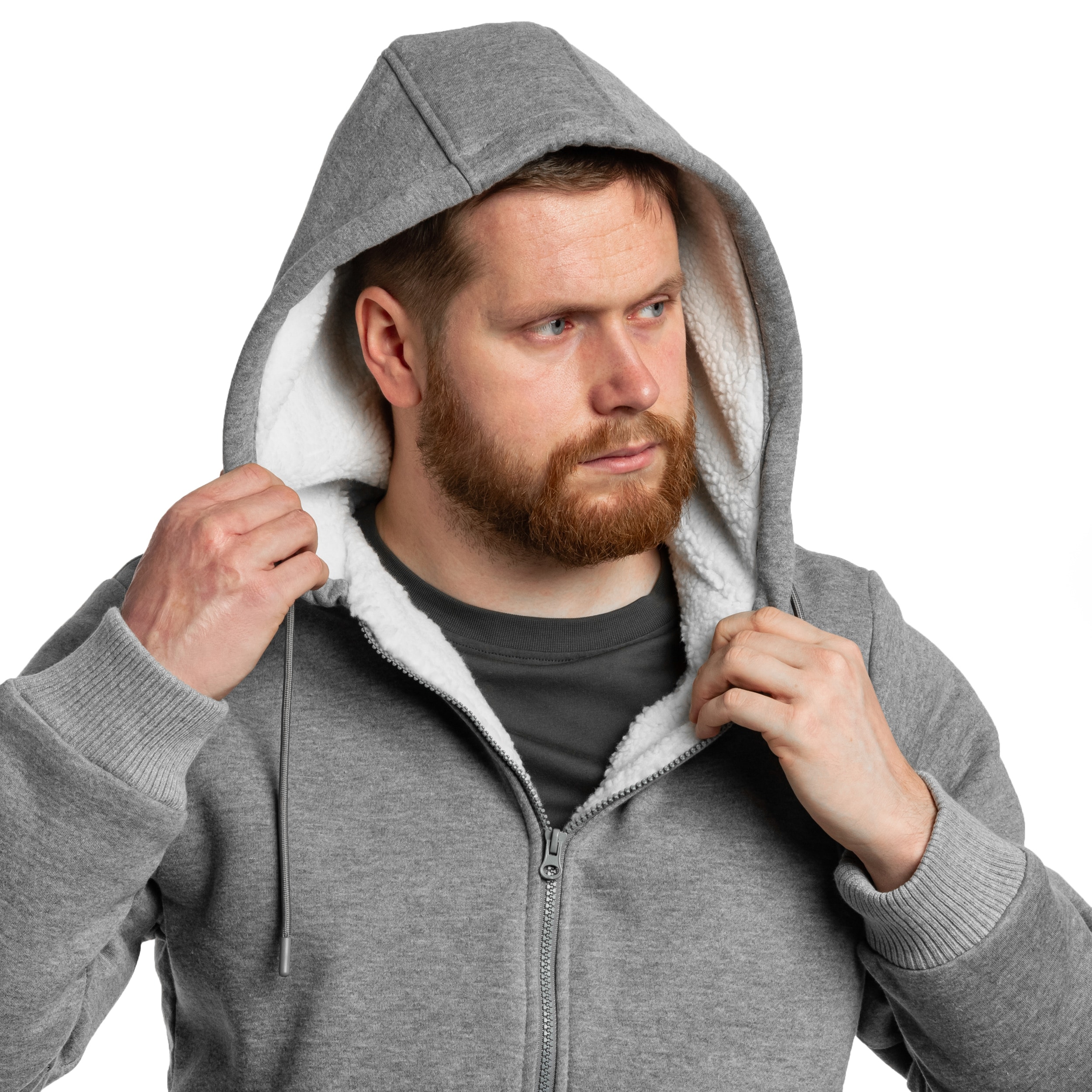 Кофта Brandit Sweatjacket Teddylining - Dark Grey Melange