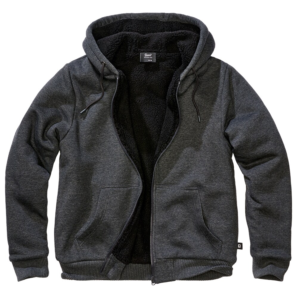 Кофта Brandit Sweatjacket Teddylining - Black Melange