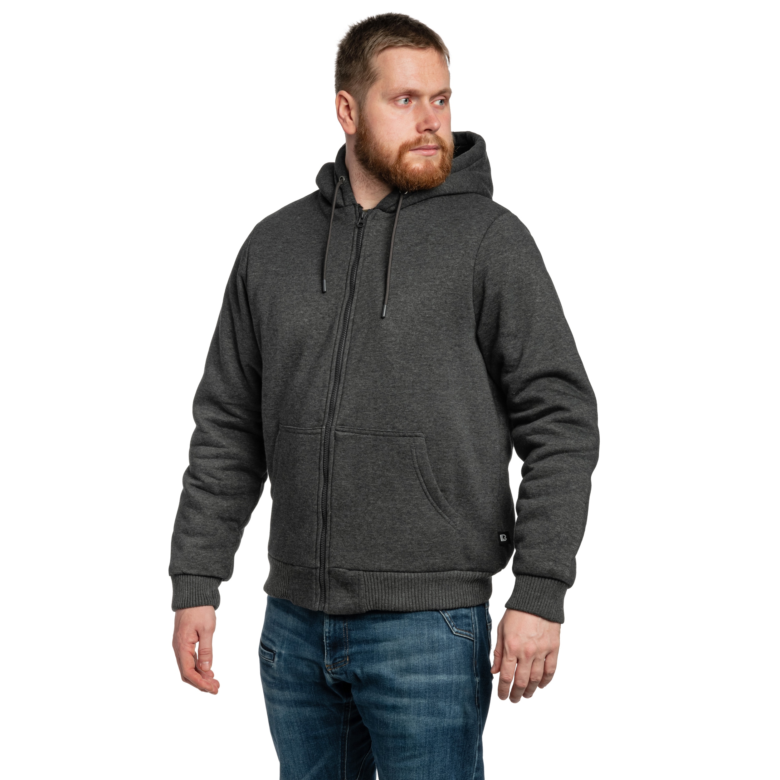 Кофта Brandit Sweatjacket Teddylining - Black Melange