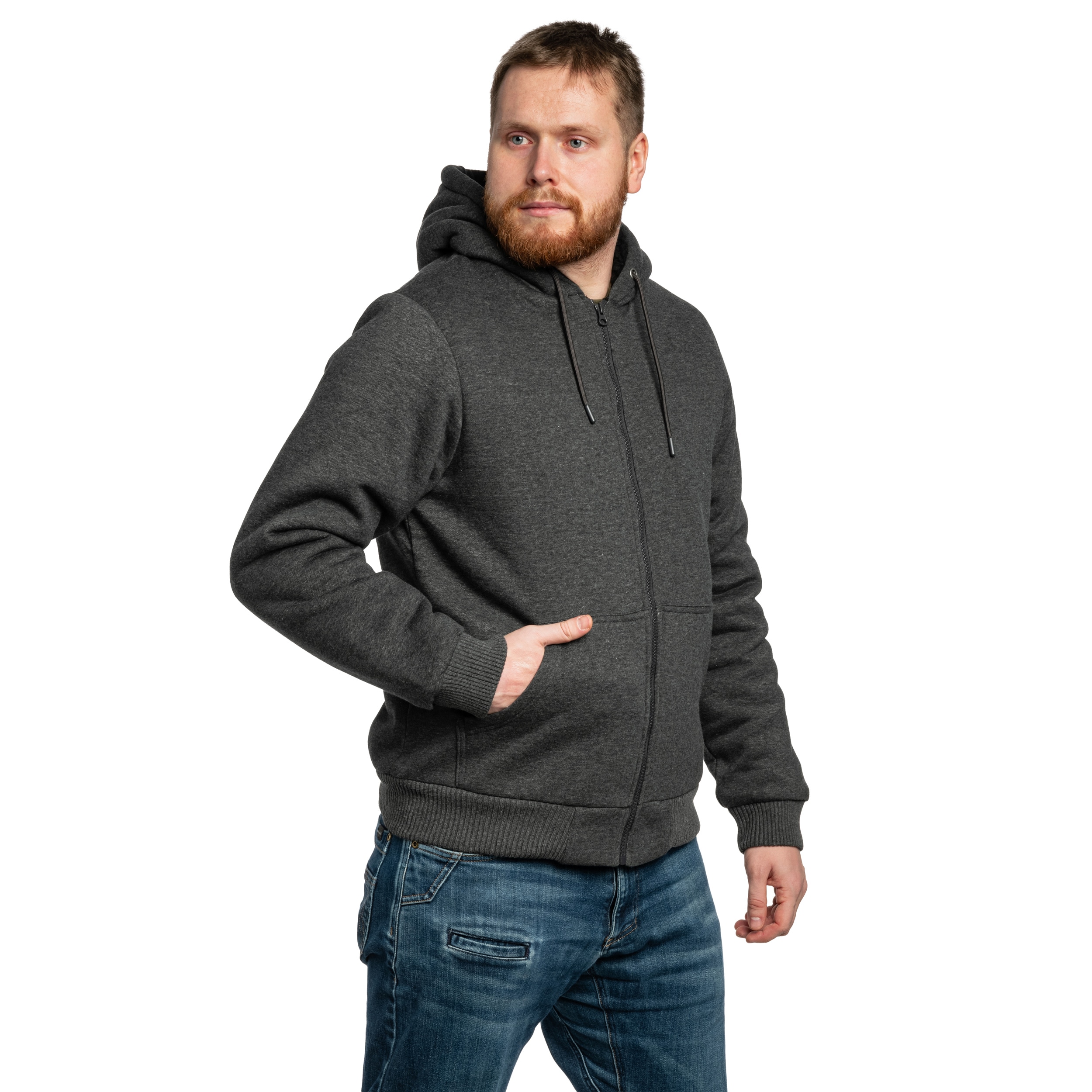 Кофта Brandit Sweatjacket Teddylining - Black Melange