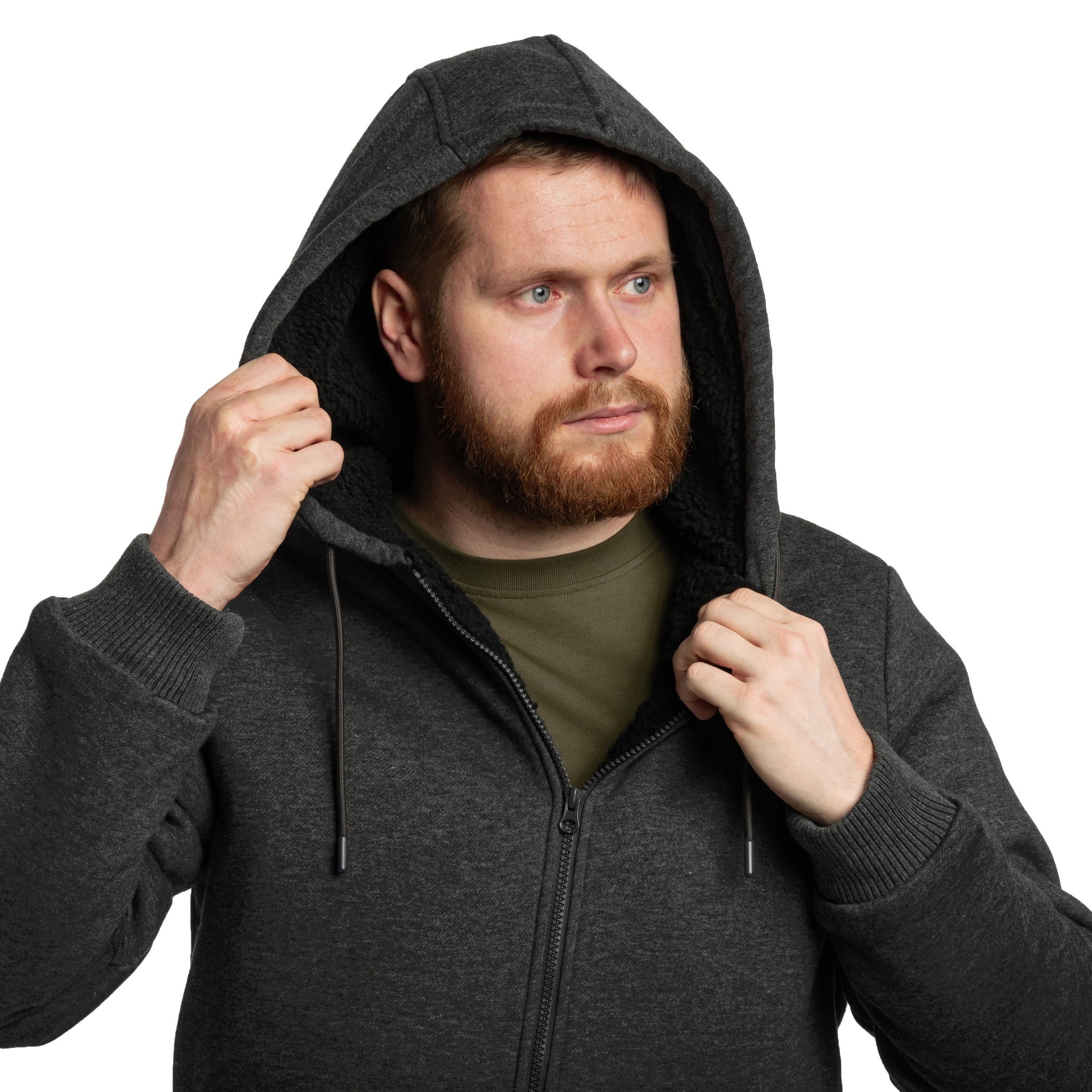 Кофта Brandit Sweatjacket Teddylining - Black Melange