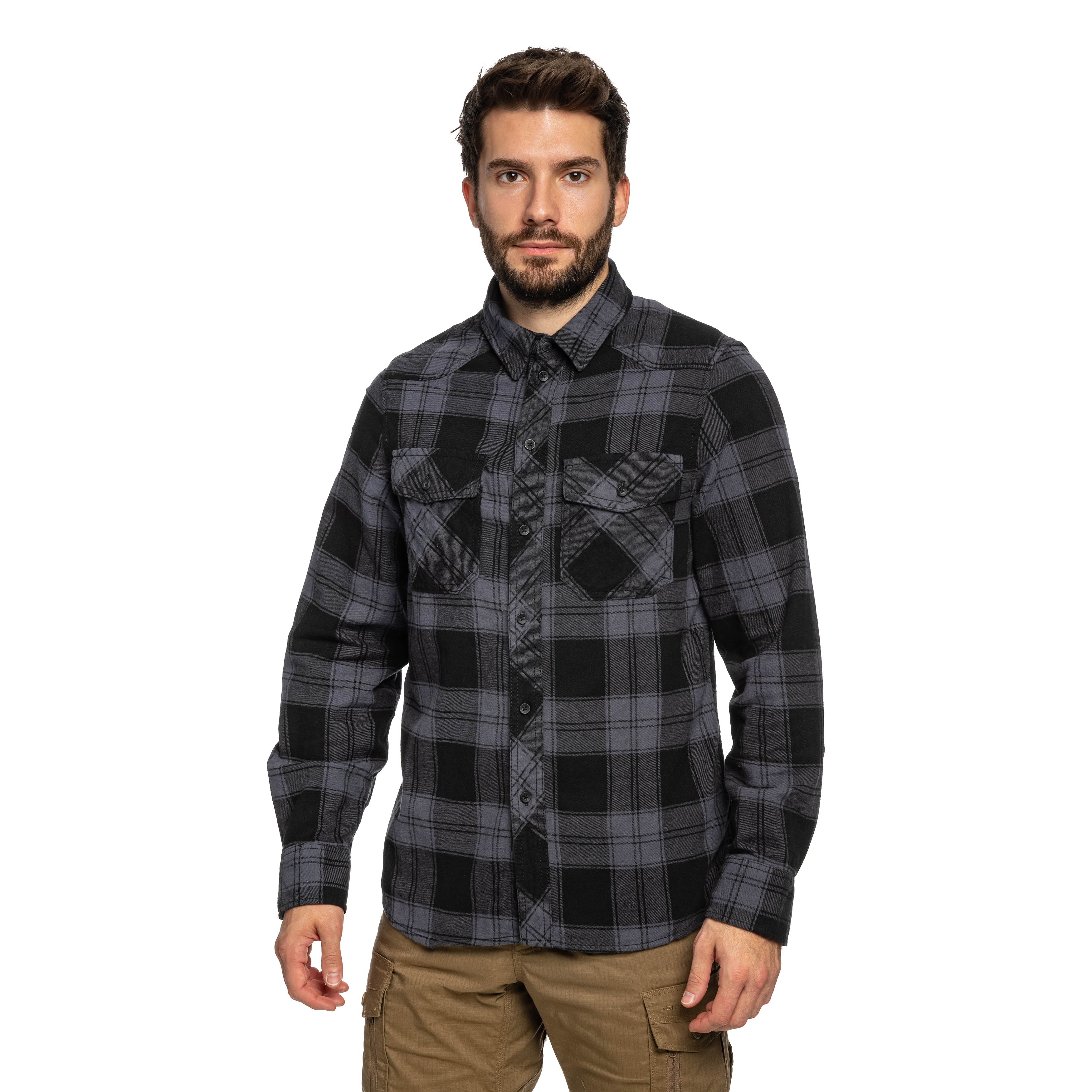 Koszula Brandit Check Shirt - Black/Steel Grey