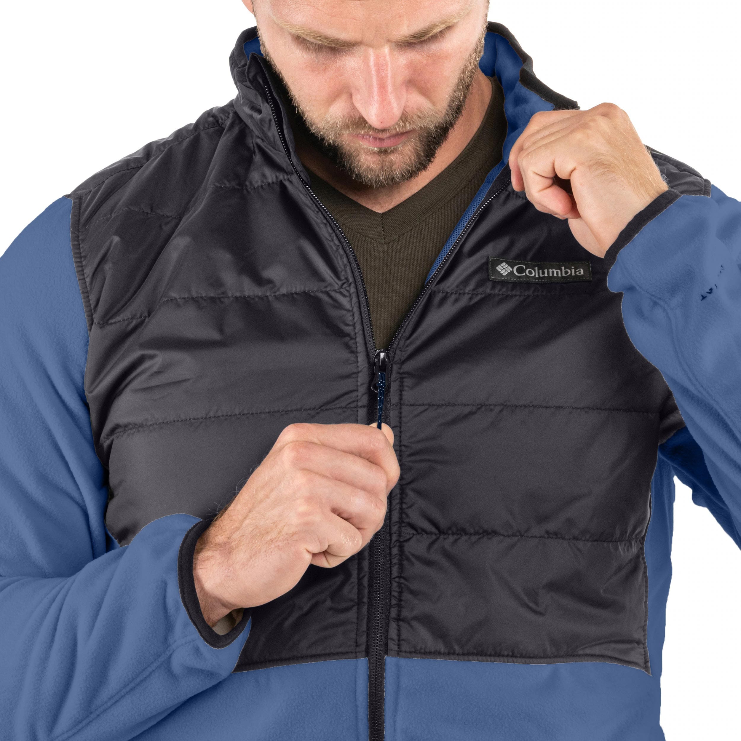 Polar Columbia Basin Butte II Hybrid Fleece Jacket - Dark Mountain/Black