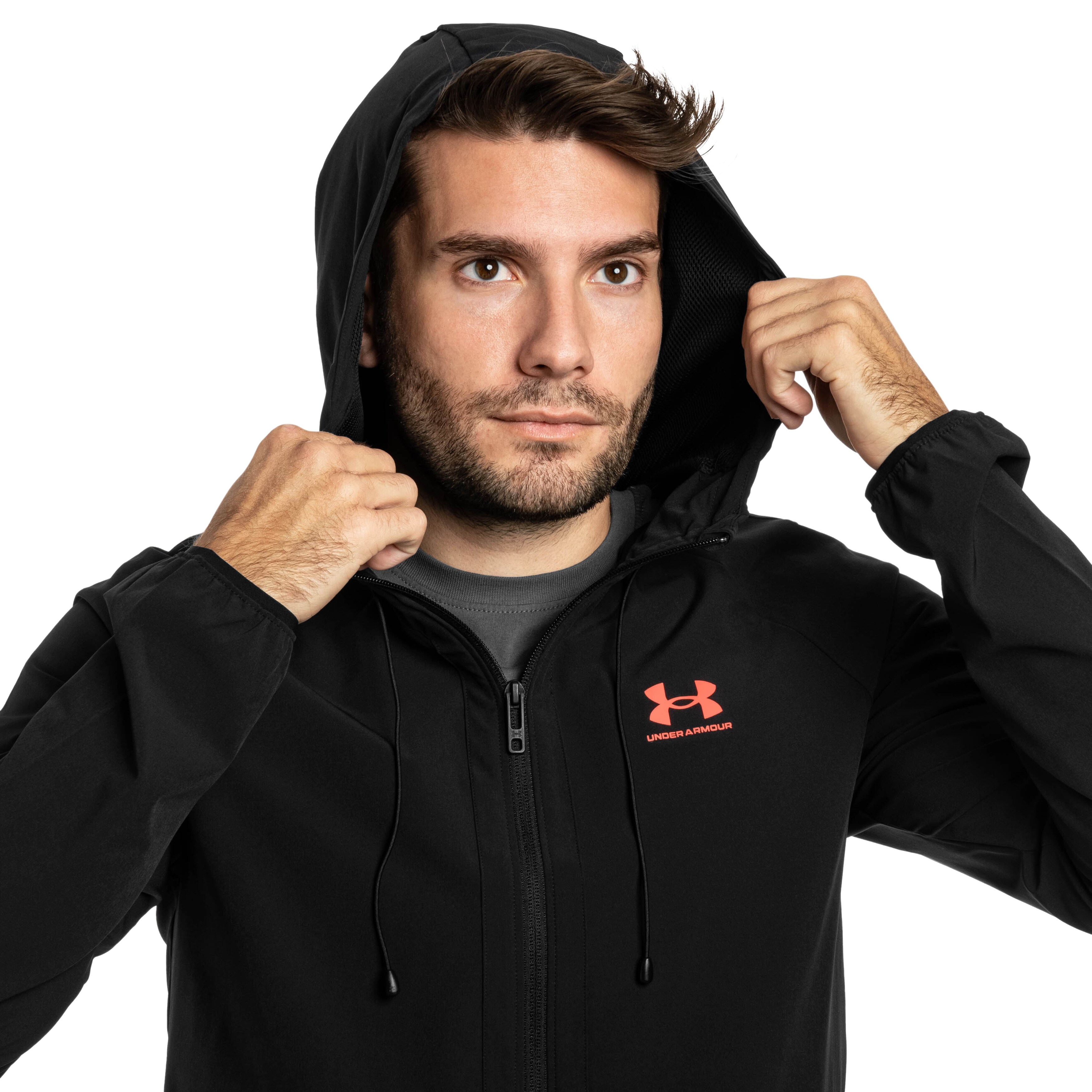 Kurtka Under Armour UA Stretch Woven - Black/Racer Red