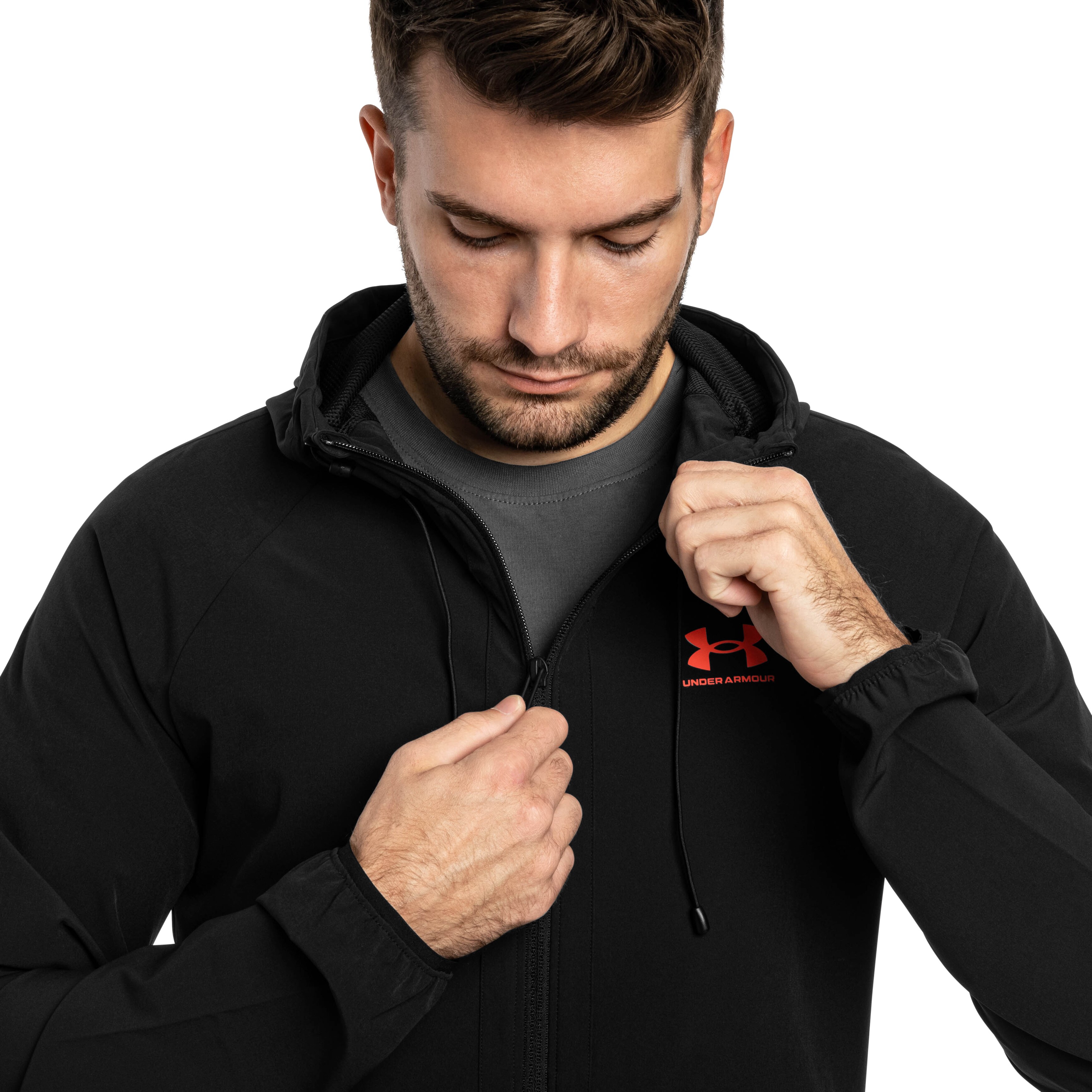Kurtka Under Armour UA Stretch Woven - Black/Racer Red