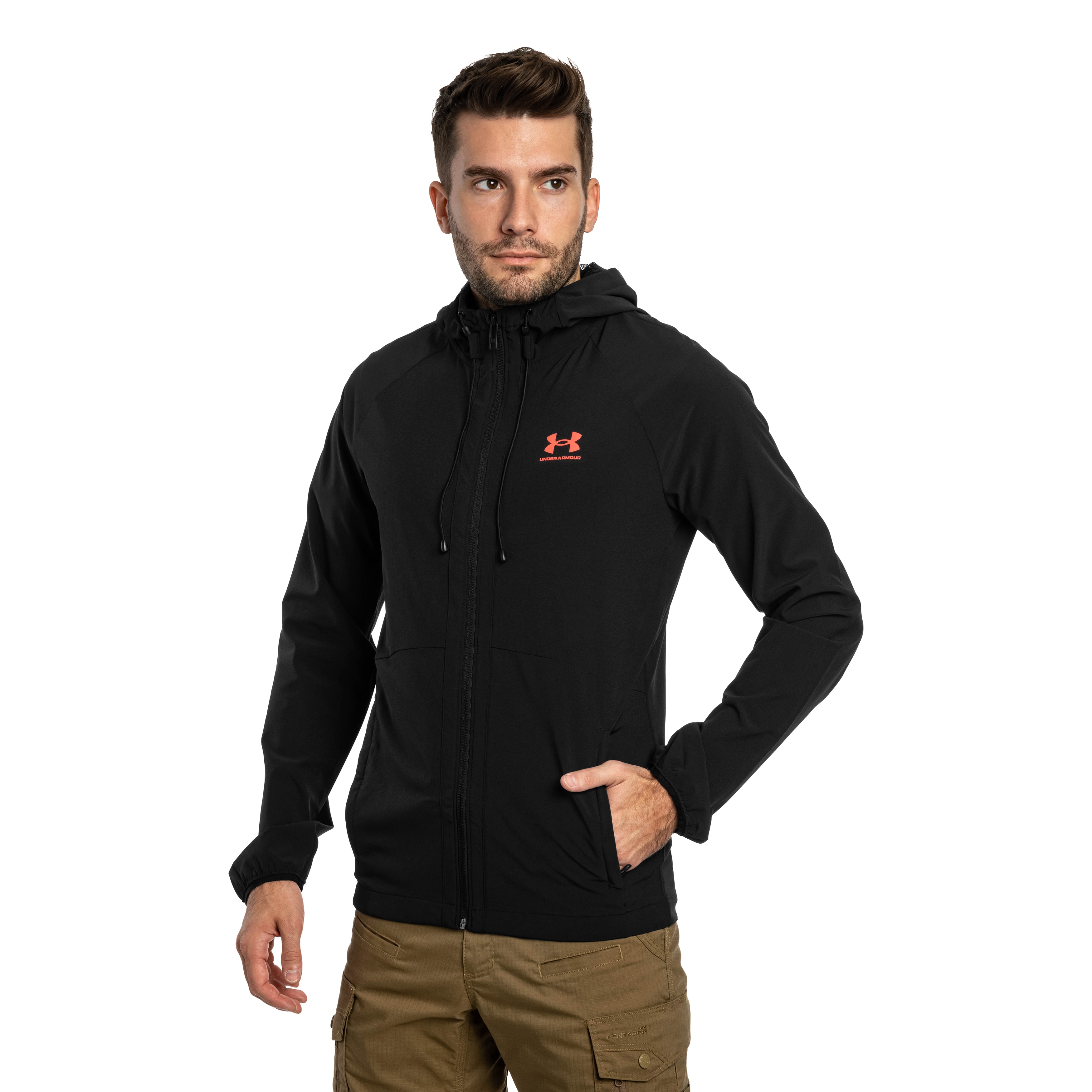 Kurtka Under Armour UA Stretch Woven - Black/Racer Red