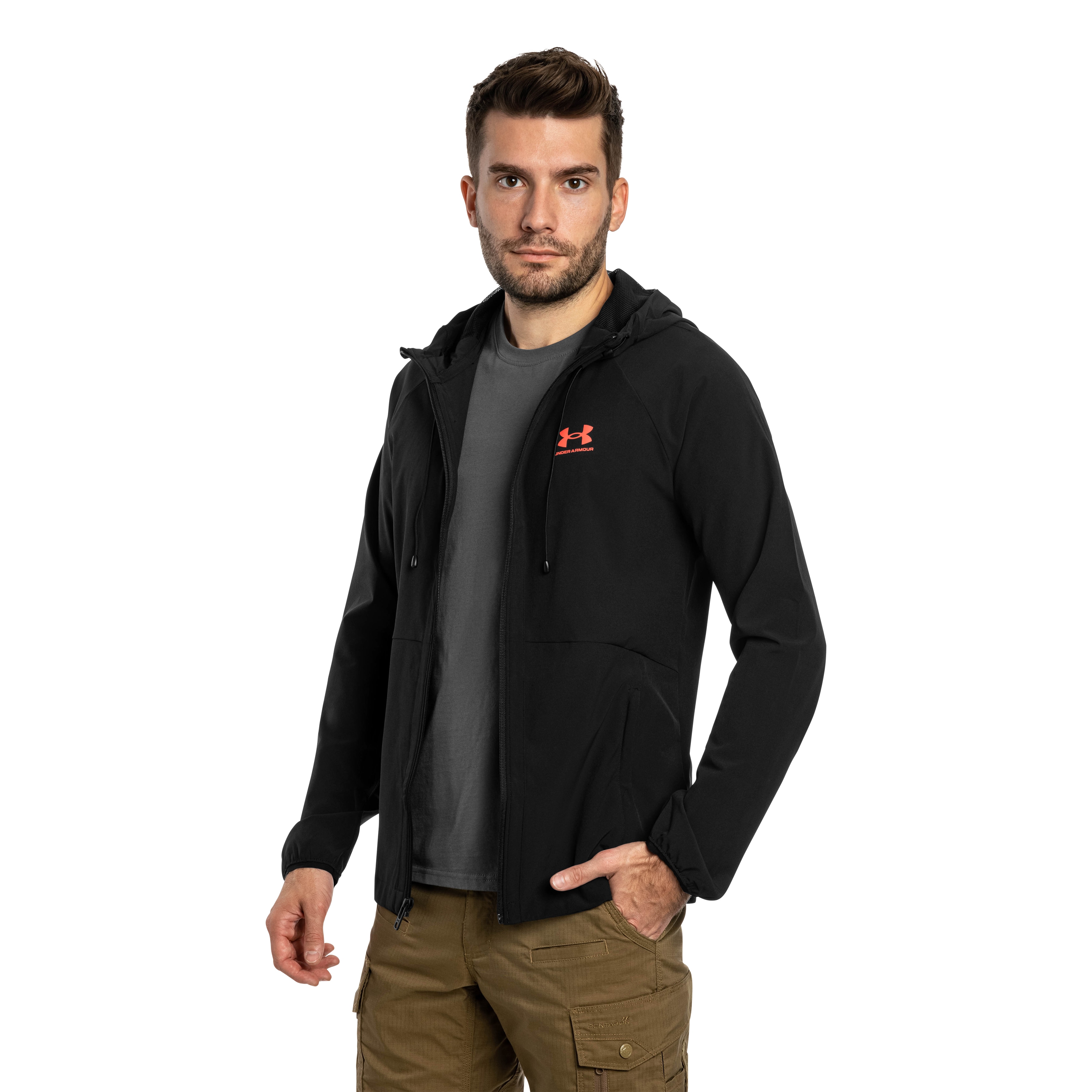 Kurtka Under Armour UA Stretch Woven - Black/Racer Red