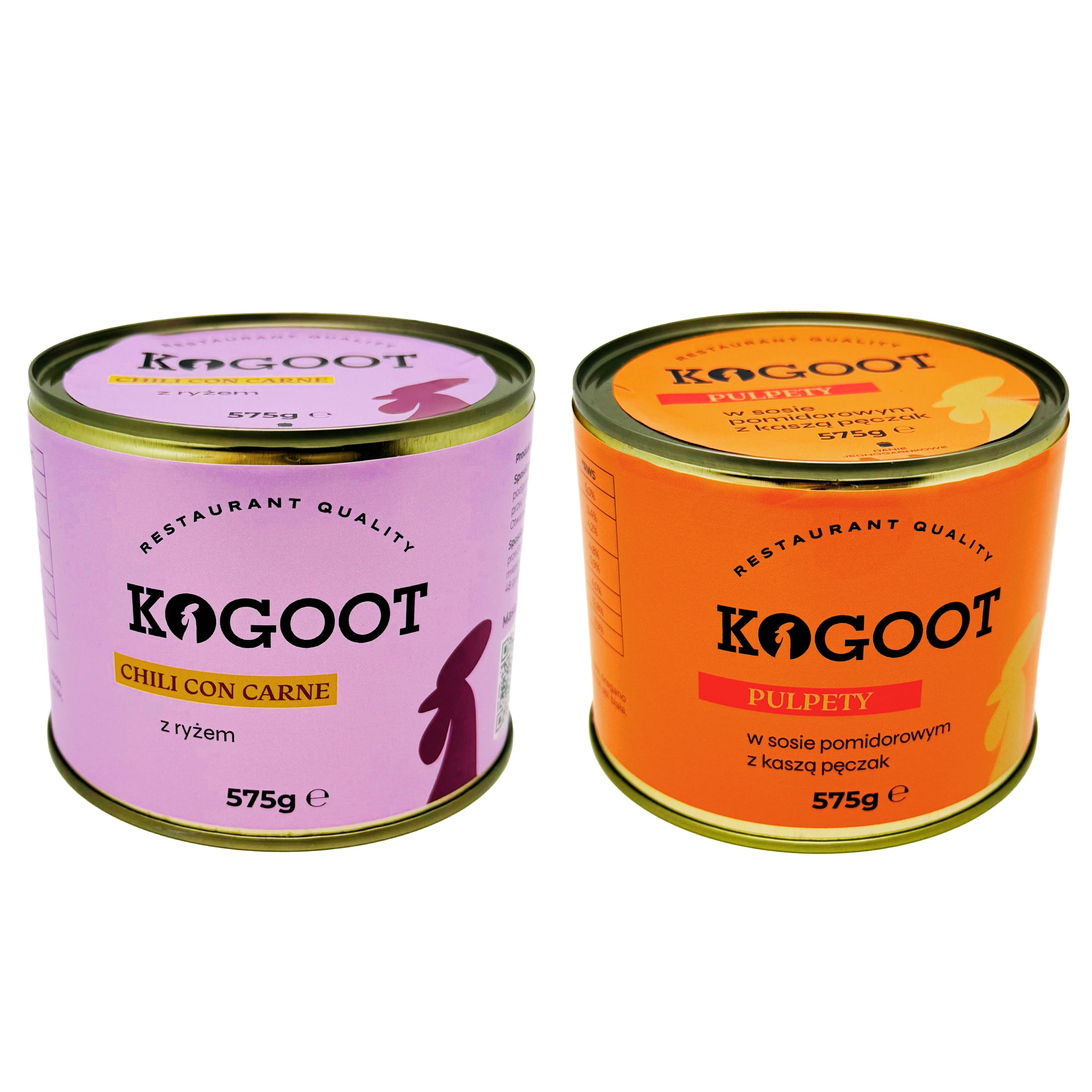 Żywność konserwowana Kogoot - Chili con carne 575 g, Pulpety w sosie pomidorowym 575 g