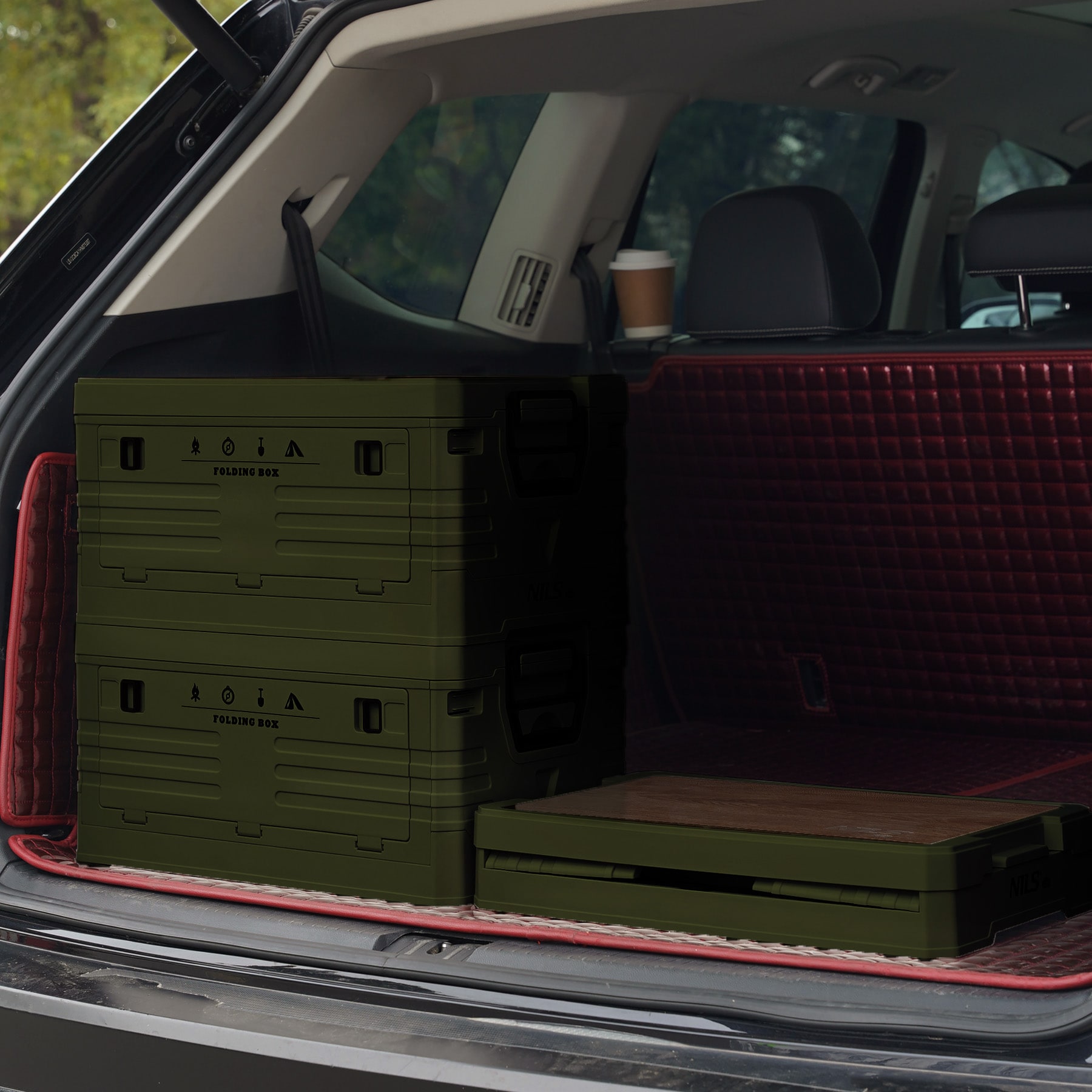 Skrzynia transportowa Nils Camp NCB4002 32 l z drewnianym blatem - Green