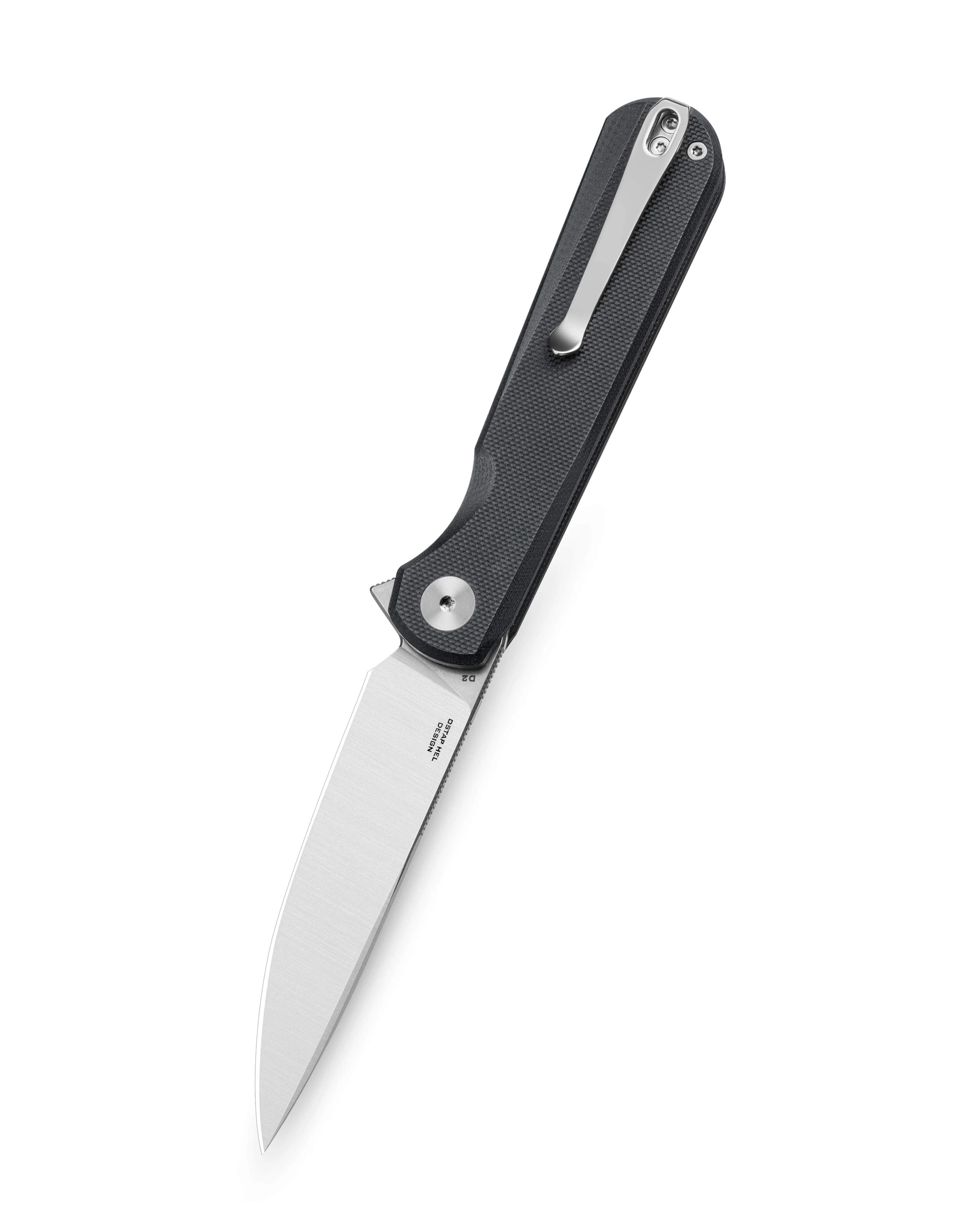 Nóż składany Bestechman Flick by Ostap Hel - Stonewashed/Satin, Black G10