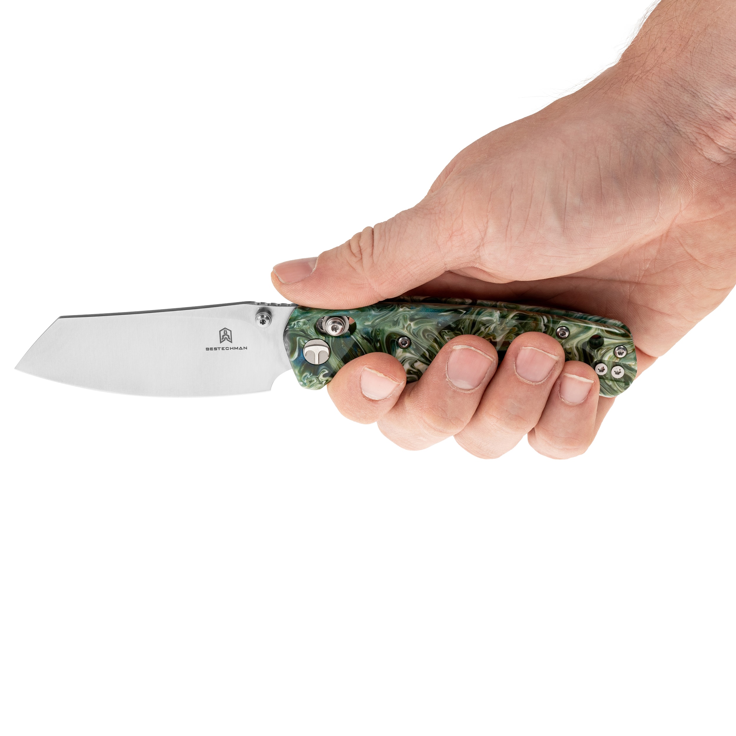 Складаний ніж Bestechman Cicada's Wing - Green Patterned Resin