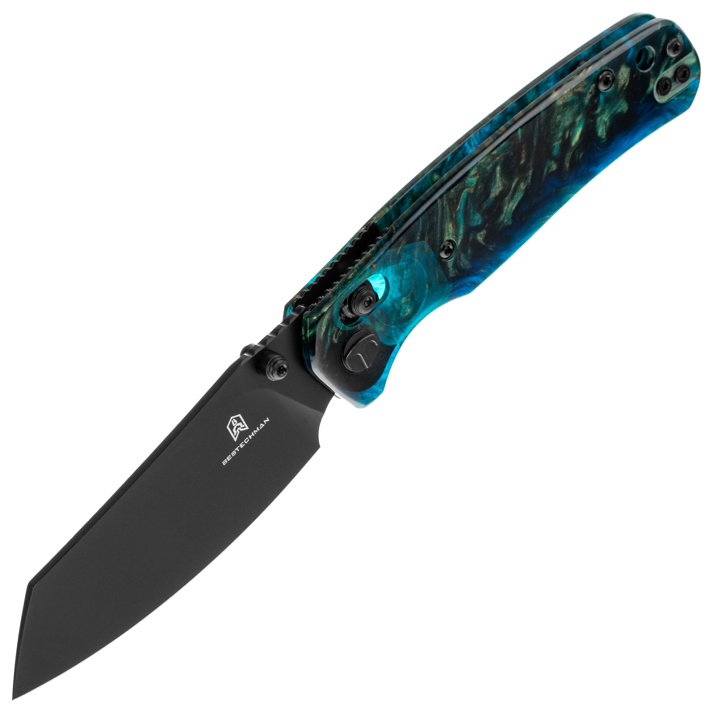 Складаний ніж Bestechman Cicada's Wing - Dark Blue Patterned Resin