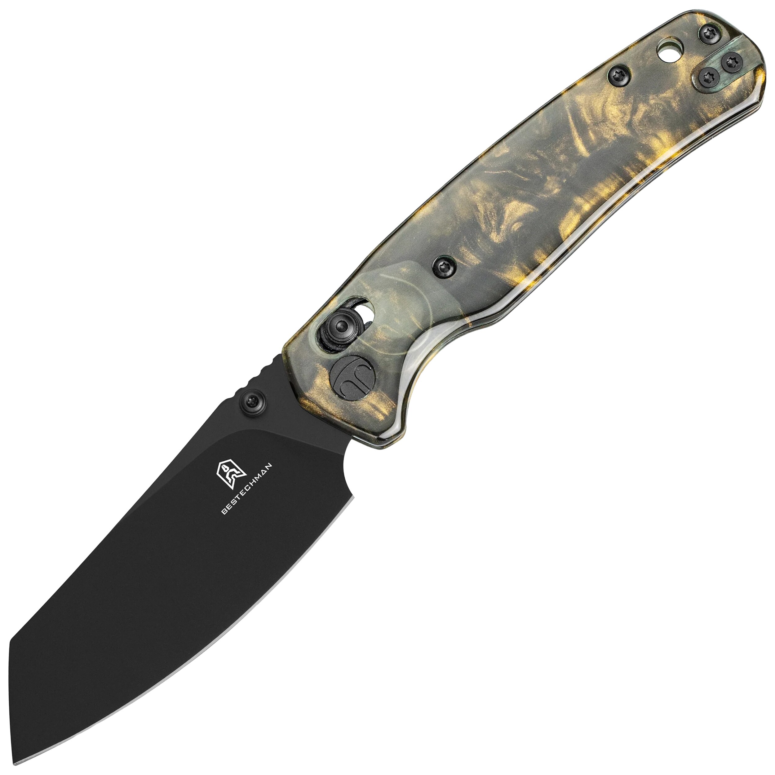 Складаний ніж Bestechman Cicada's Wing - Dark Gold Patterned Resin