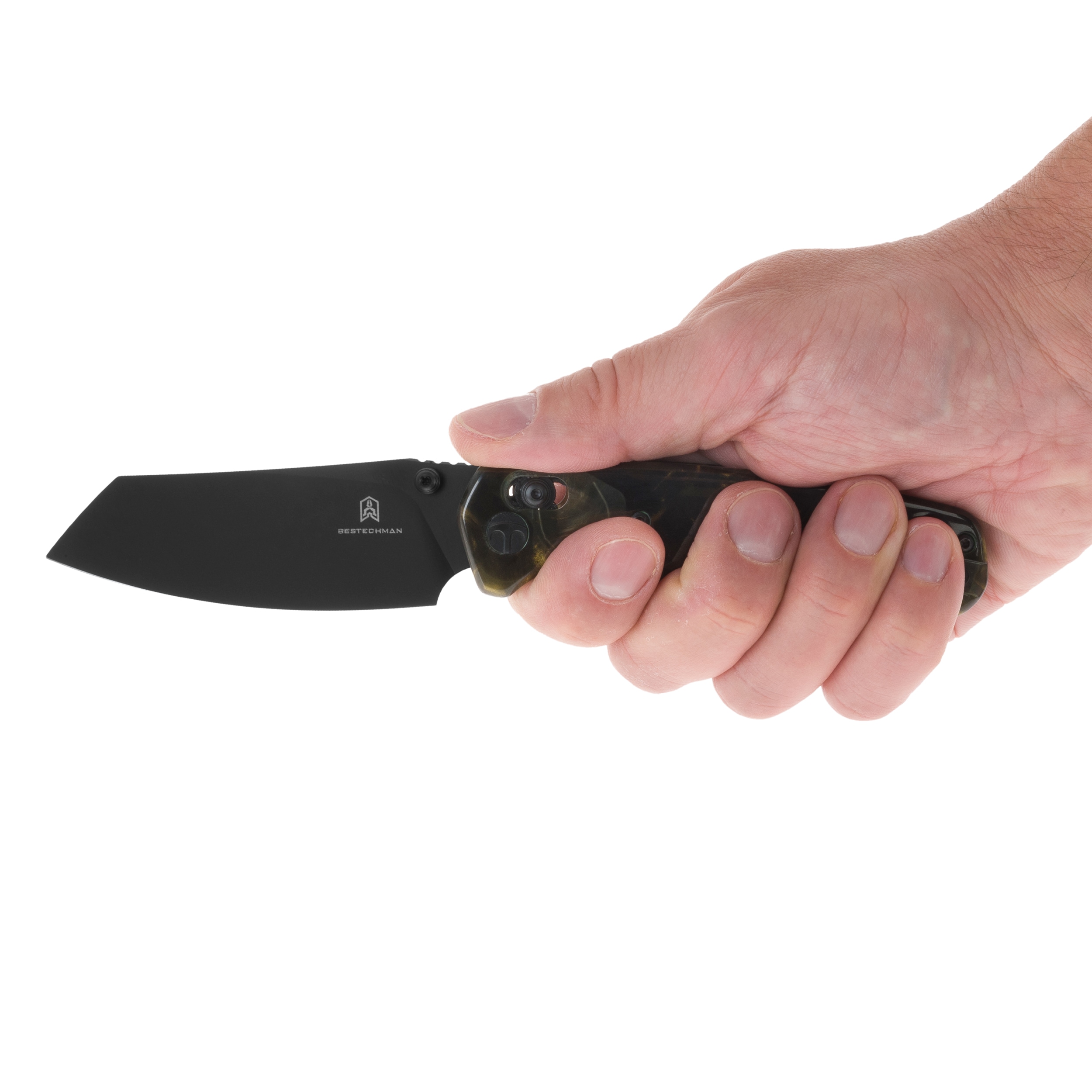 Bestechman Cicada's Wing Folding Knife - Dark Gold Patterned Resin