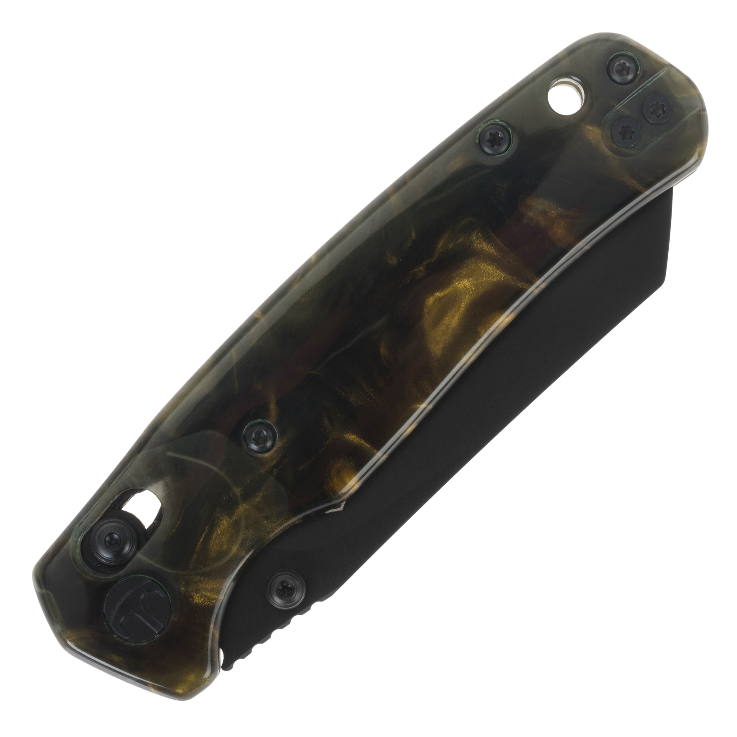Bestechman Cicada's Wing Folding Knife - Dark Gold Patterned Resin