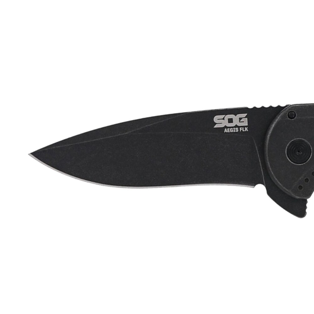 SOG Aegis FLK 2.0 Drop-Point Folding Knife - Black Stonewash