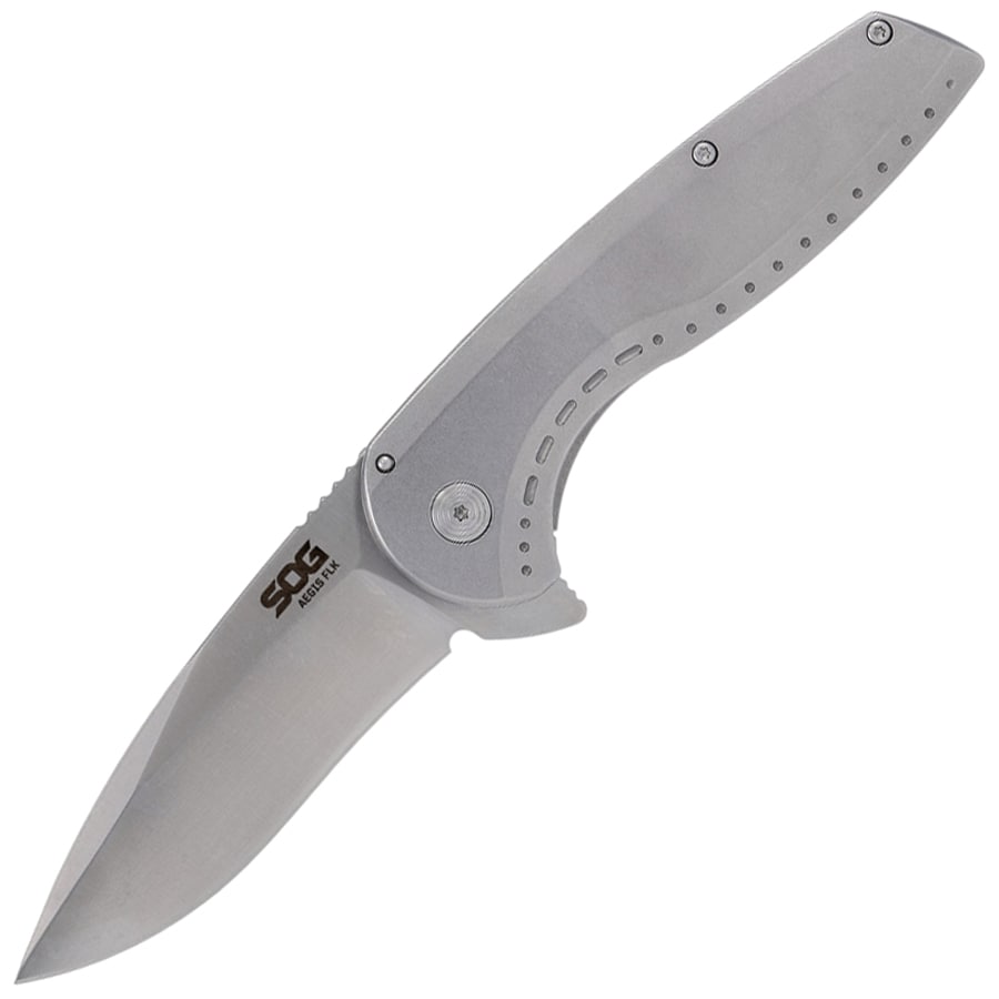 Nóż składany SOG Aegis FLK 2.0 Drop-Point - Satin/Stonewash