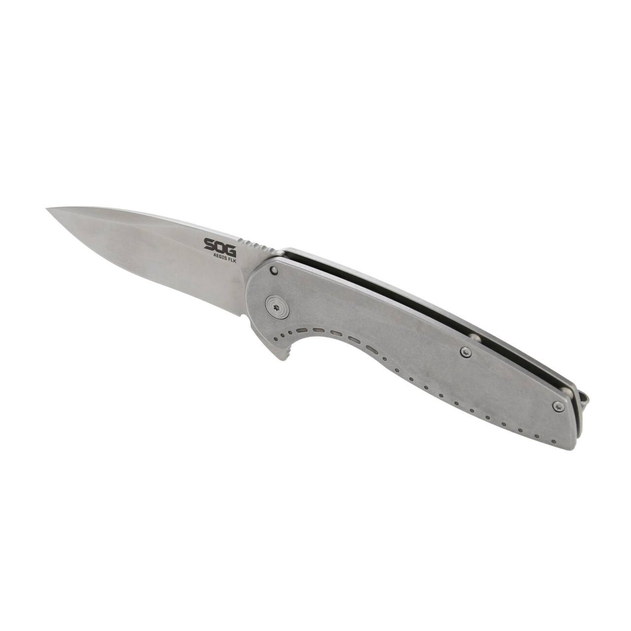 Nóż składany SOG Aegis FLK 2.0 Drop-Point - Satin/Stonewash