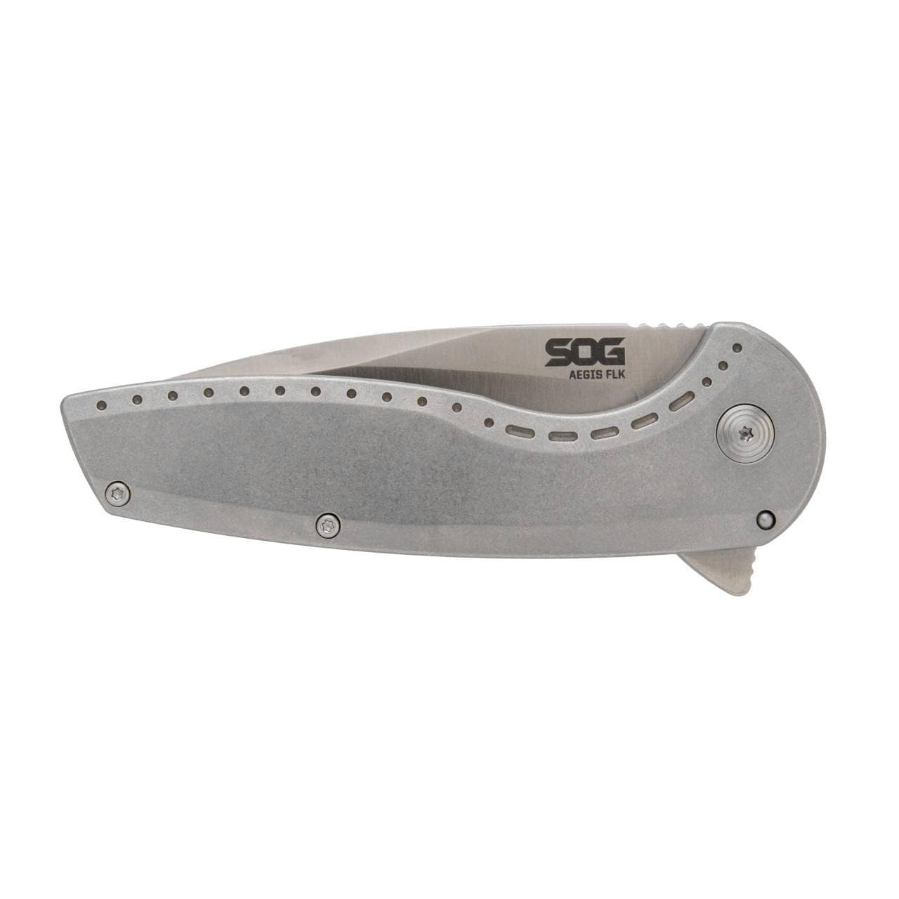 Nóż składany SOG Aegis FLK 2.0 Drop-Point - Satin/Stonewash