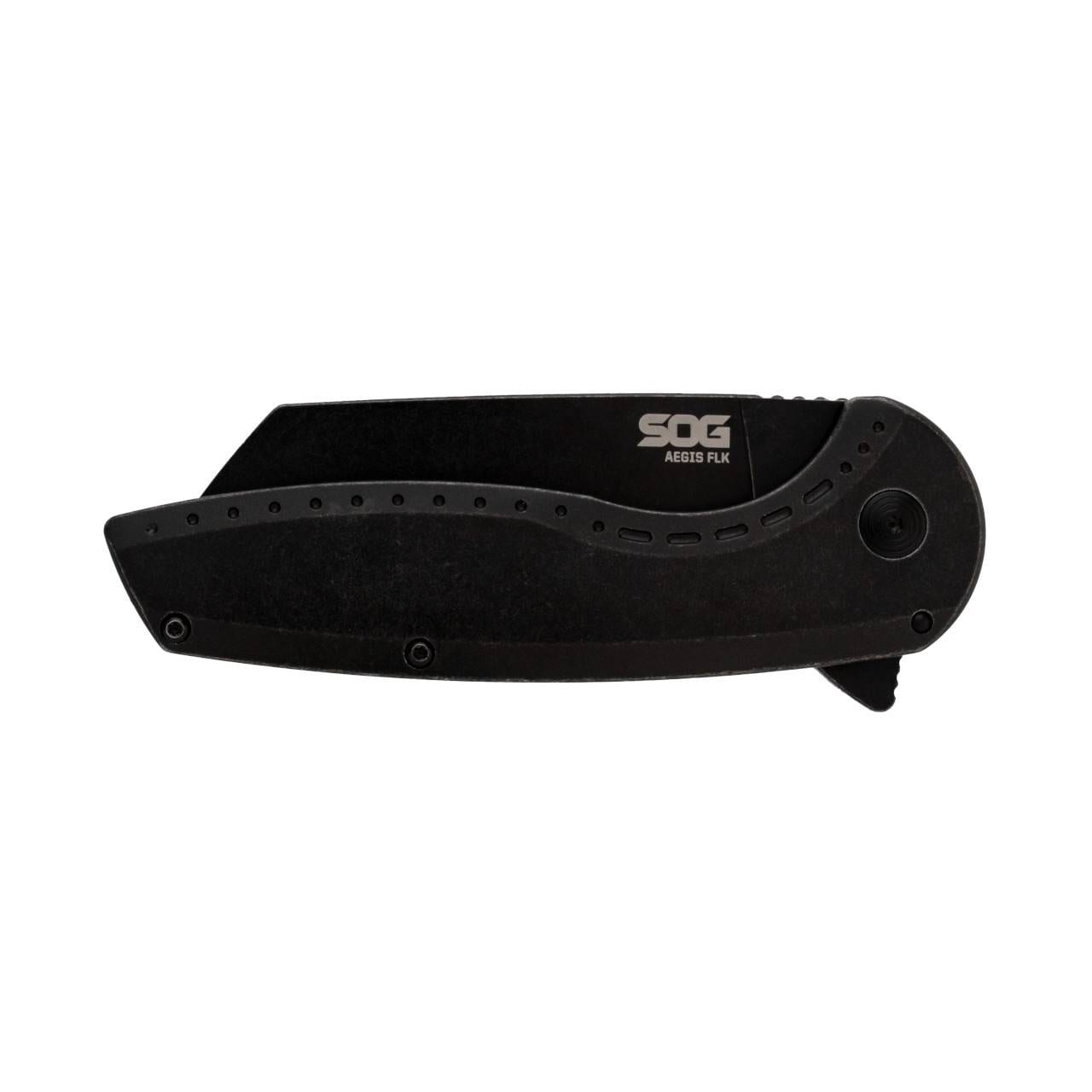 SOG Aegis FLK 2.0 Wharncliffe Folding Knife - Black Stonewash