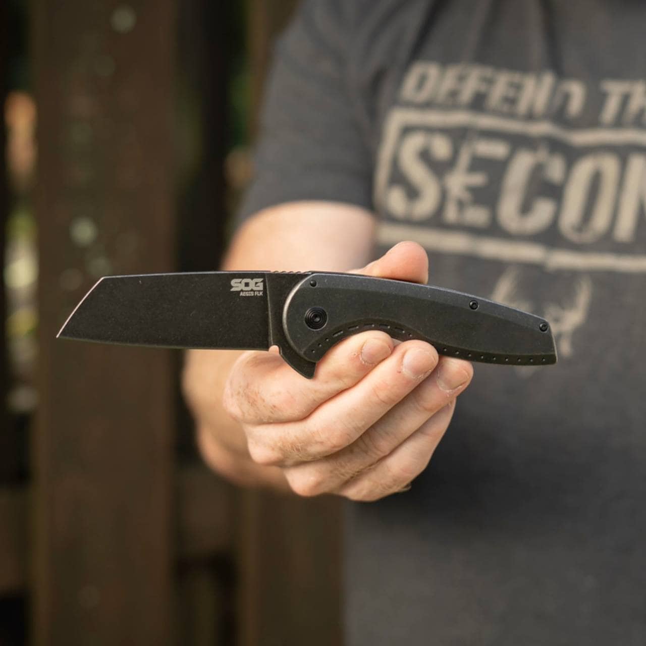 SOG Aegis FLK 2.0 Wharncliffe Folding Knife - Black Stonewash