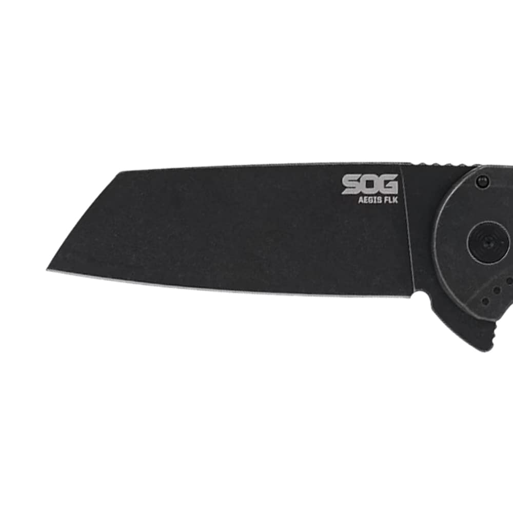 SOG Aegis FLK 2.0 Wharncliffe Folding Knife - Black Stonewash