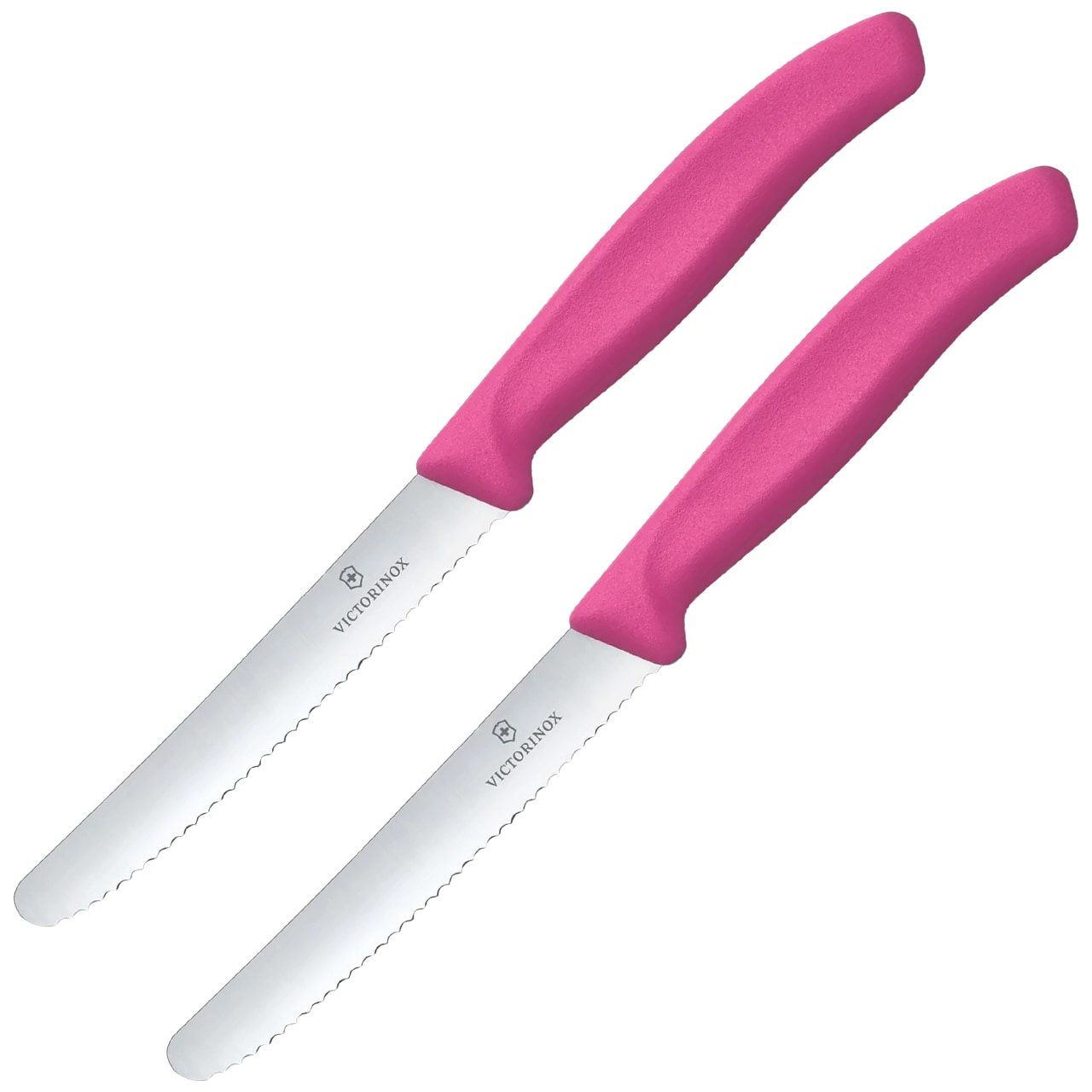 Nóż kuchenny Victorinox Swiss Classic Pink - ząbkowany z zaokrąglonym czubkiem 2 szt.