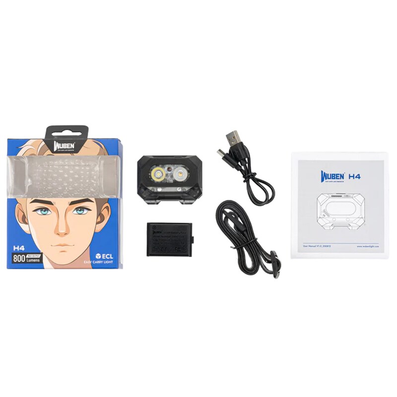 Налобний ліхтарик Wuben H4 Black - 800 люменів
