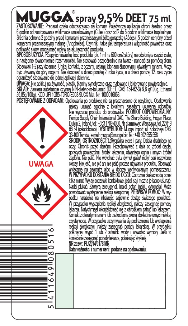 Repelent na owady Mugga spray 9,5% DEET 75 ml - 2 szt.