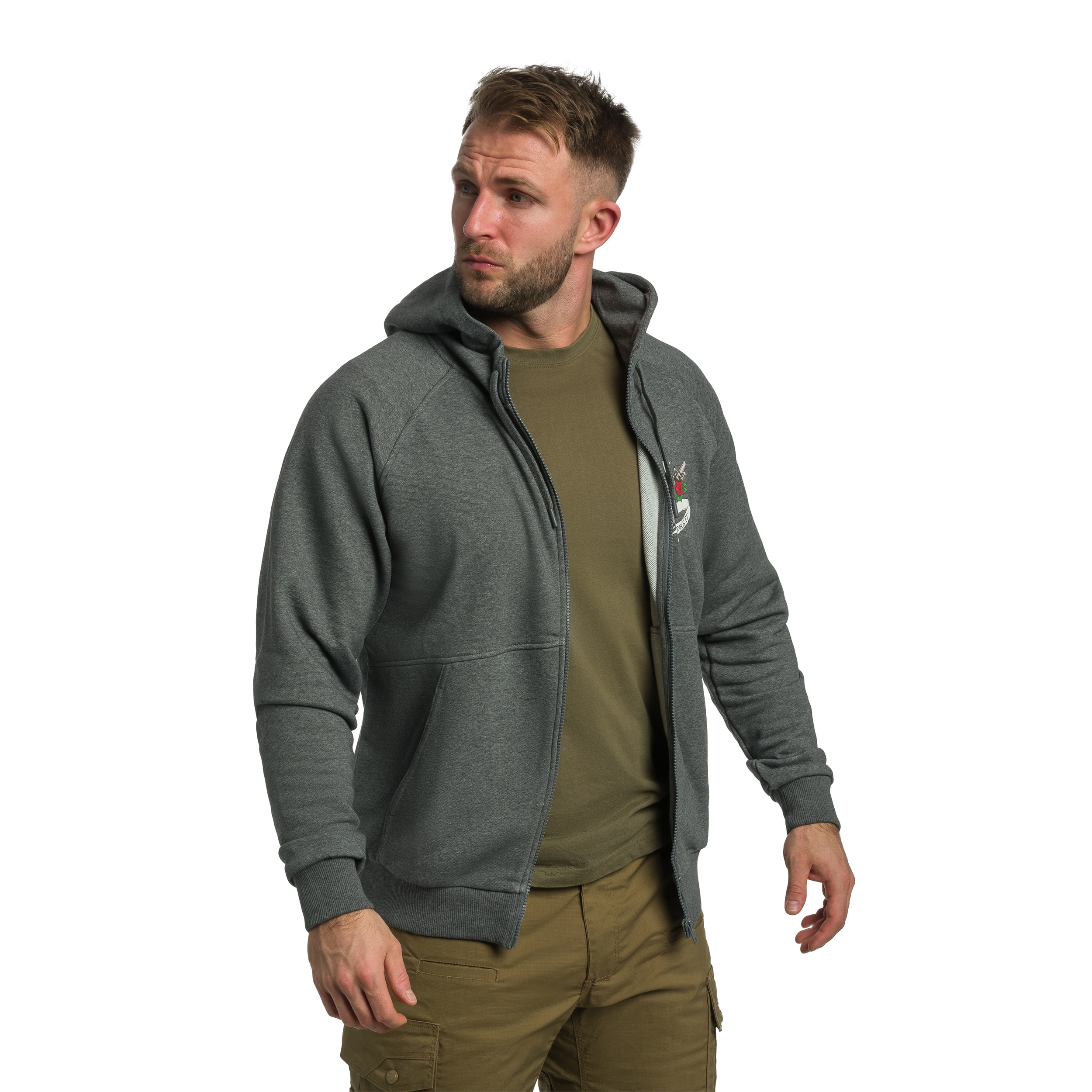Bluza Helikon Full-Zip Come And Take It Hoodie - Mid Grey Melange