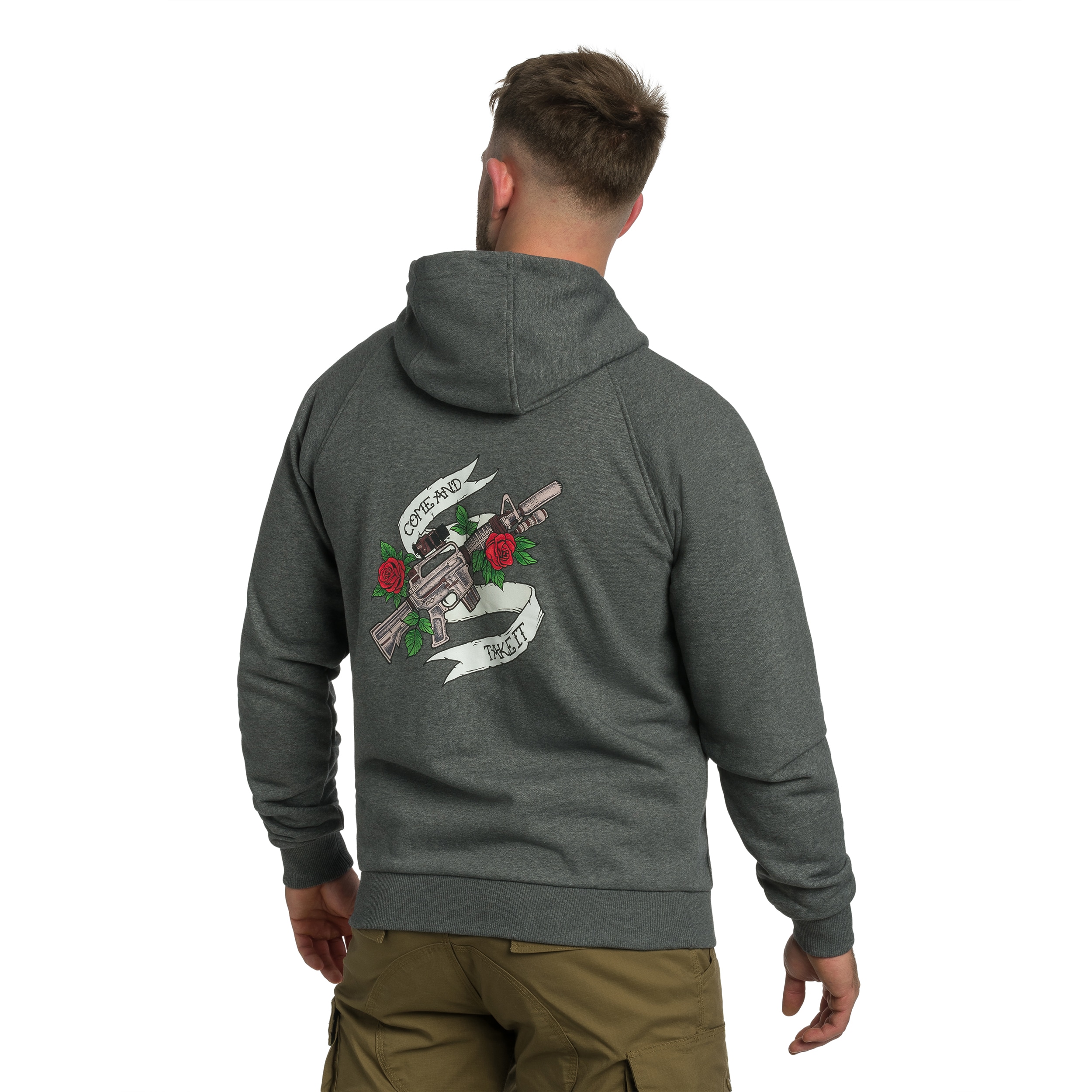 Bluza Helikon Full-Zip Come And Take It Hoodie - Mid Grey Melange